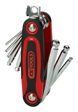KS Tools Stiftschlüssel (8 St), Kugelkopf-Innensechskant-Winkelstiftschlüssel-Klapphalter, 8-teilig