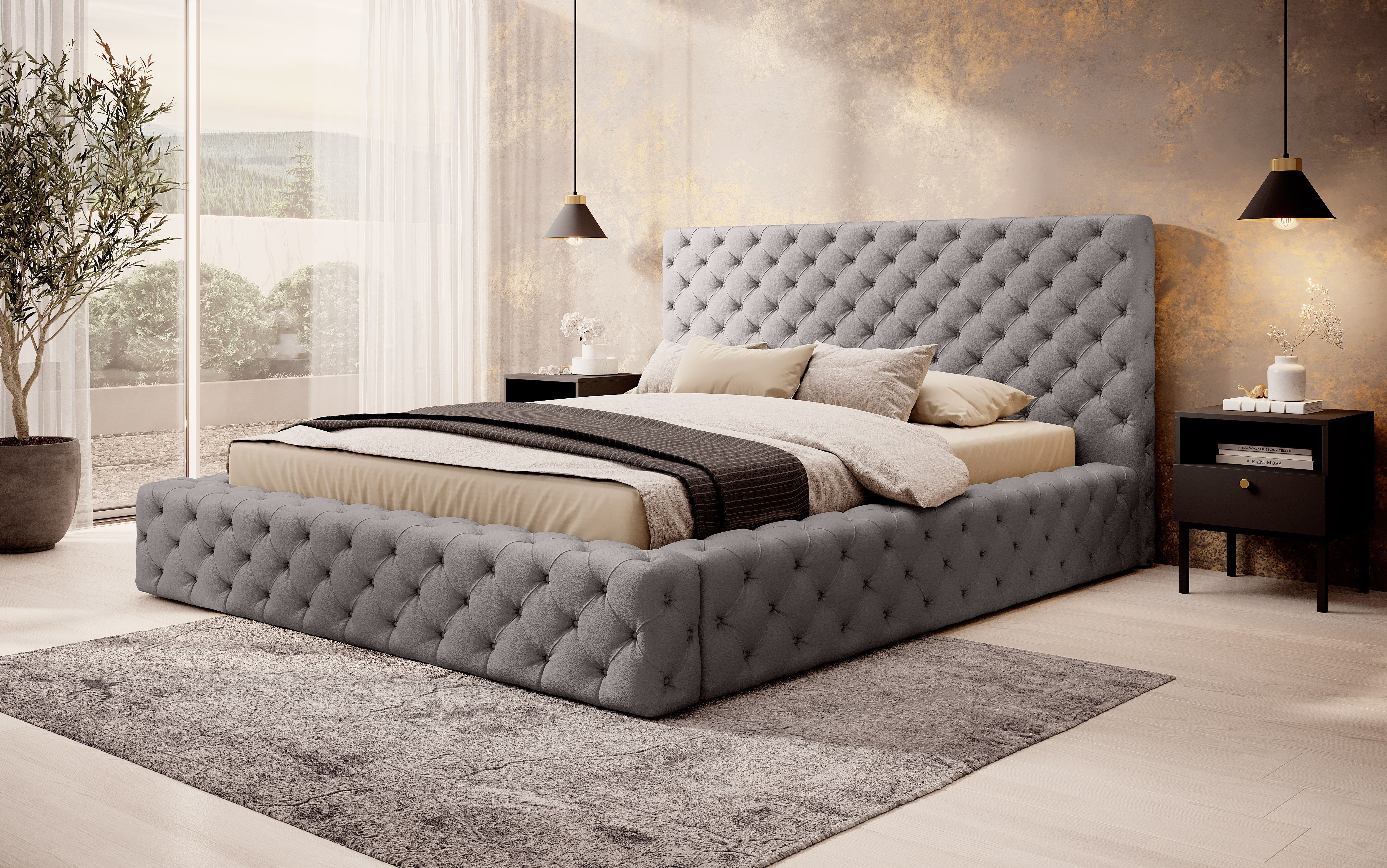yourhouse24 Polsterbett Princce Bett Doppelbett Bettgestell Lattenrost Chesterfield Bett