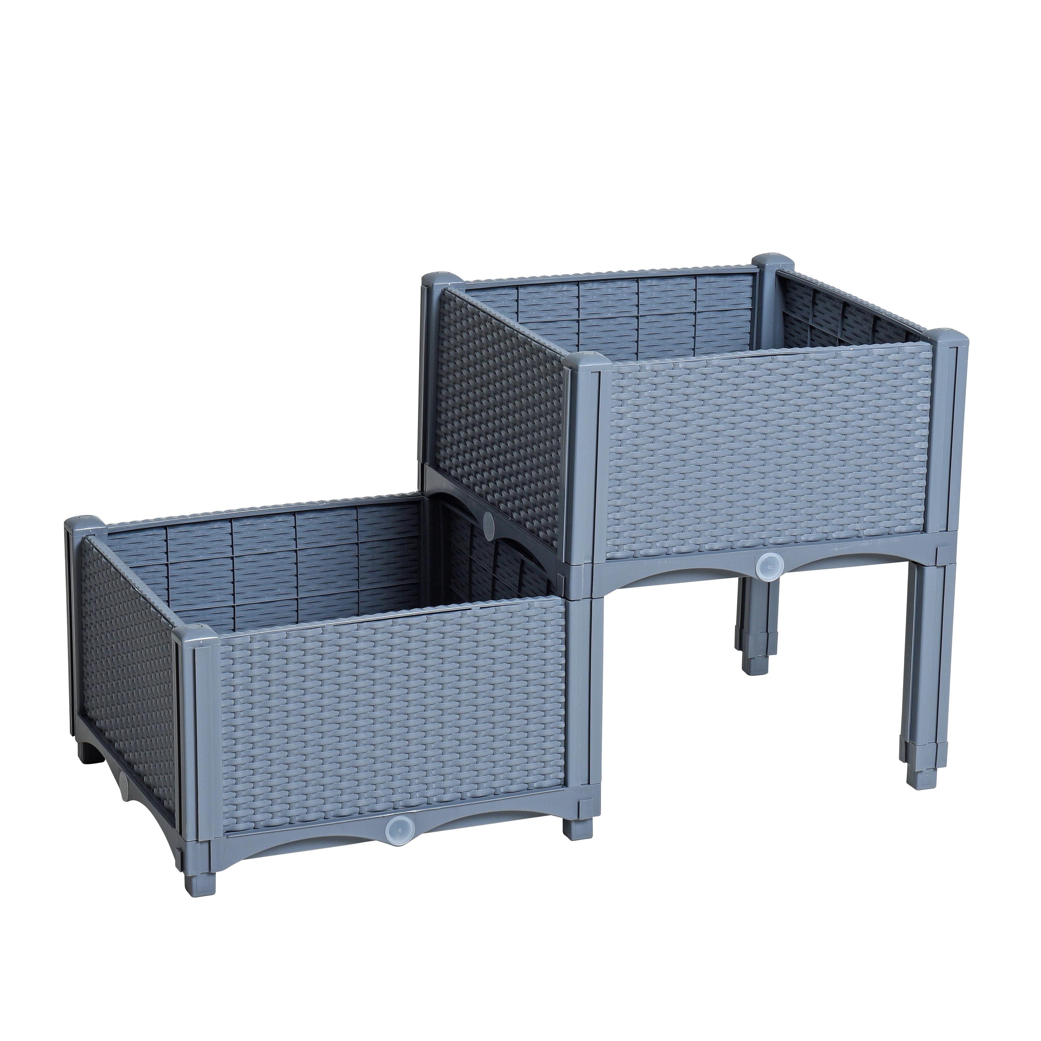 ESTEXO Hochbeet Blumenbeet Gemüsebeet 77x40x44 cm Pflanzbeet Polyrattan Grau