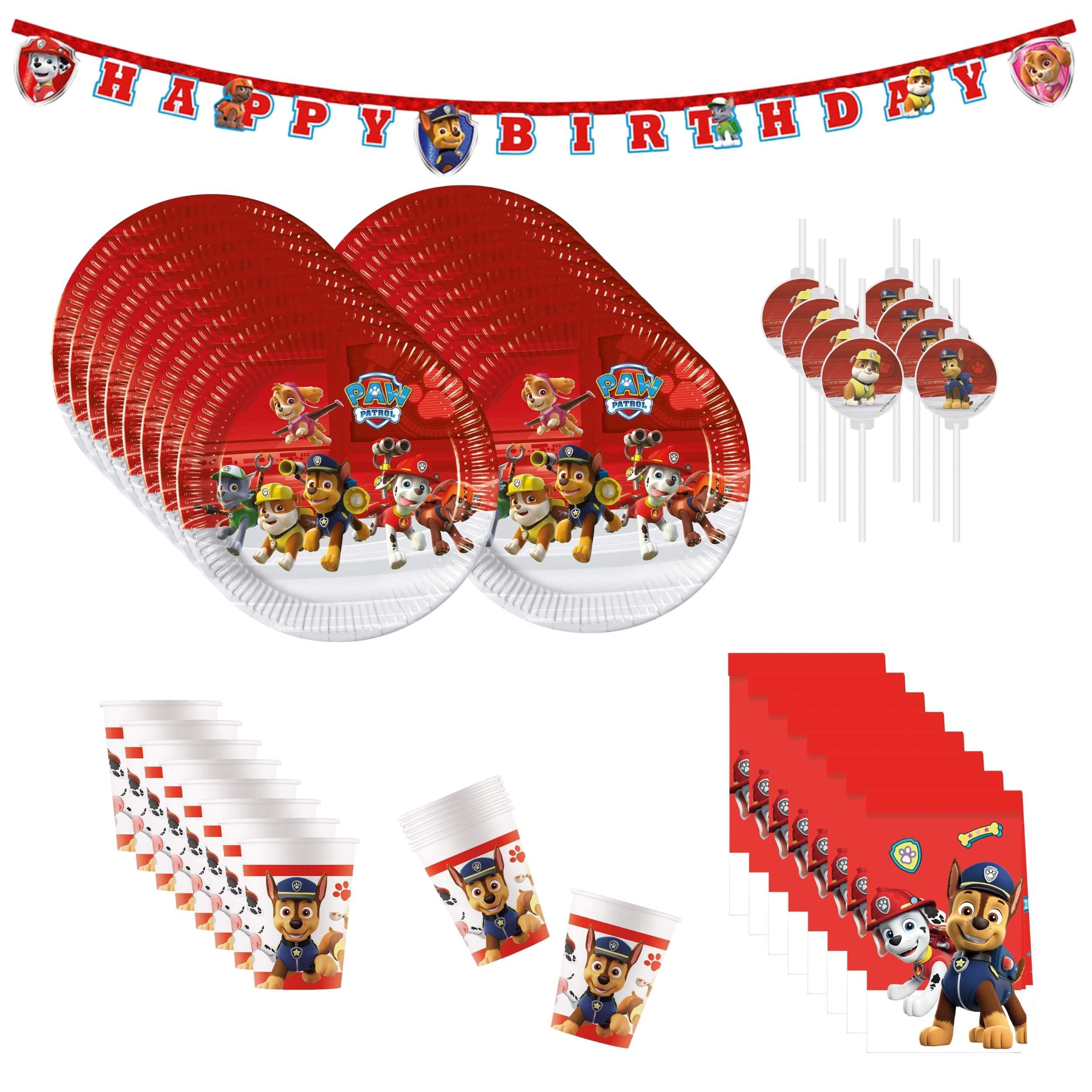 Procos Einweggeschirr-Set 49-tlg. Paw Patrol - Ready For Action Party Set für Kindergeburtstag, 16 Personen