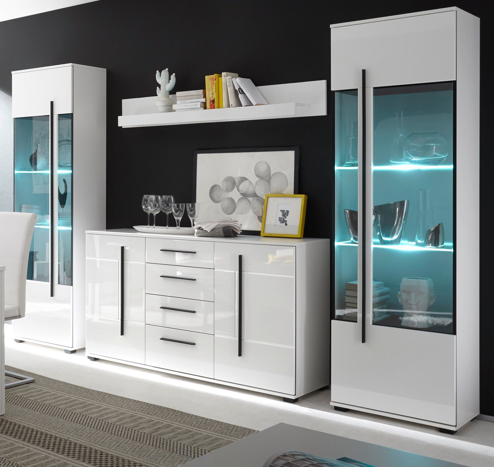 Furn.Design Wohnwand Design-D, (Set 4-teilig, ca. 290 x 200 cm), in weiß Ho günstig online kaufen