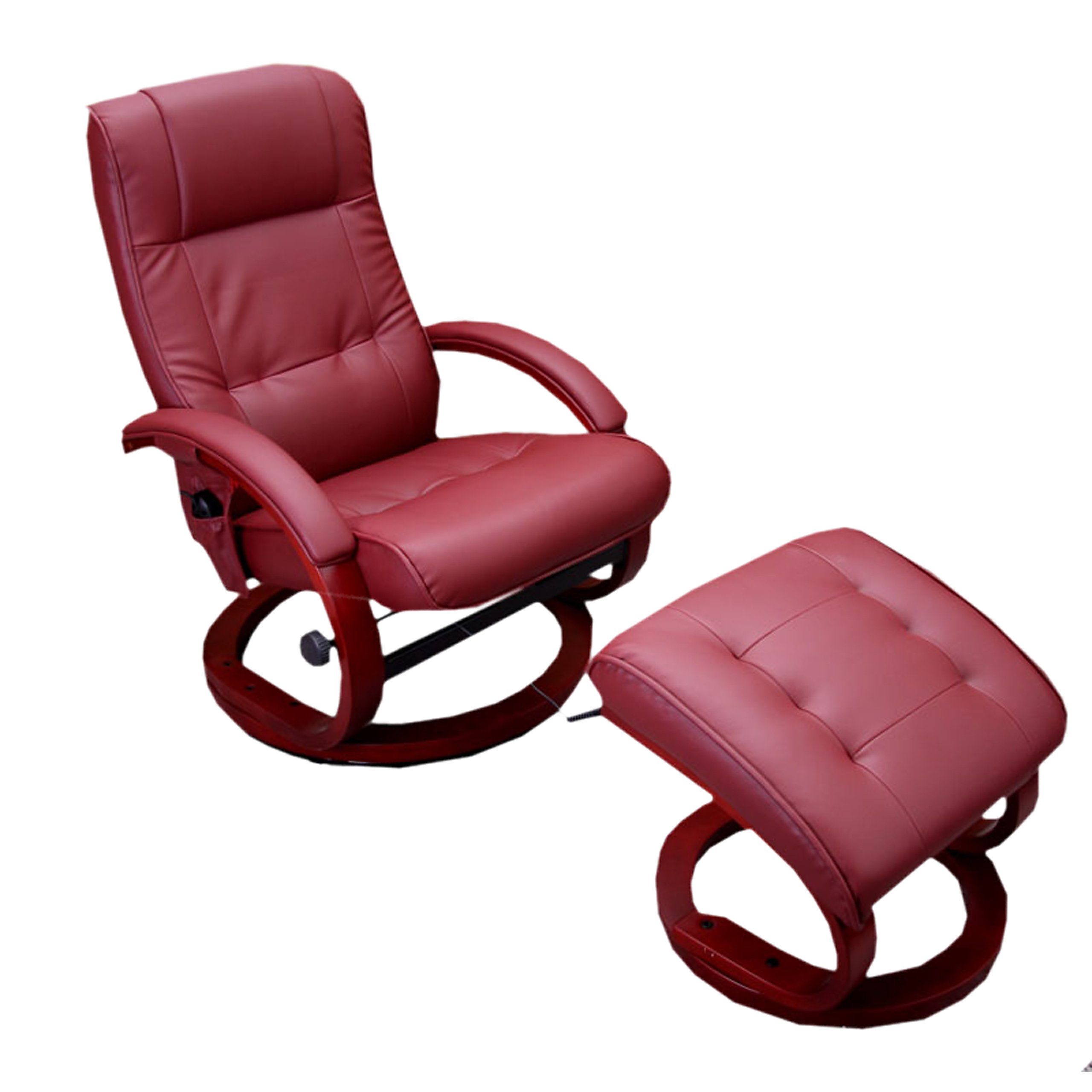 Hocker, Um 360° Massagefunktion, drehbar, neigbar MCW Pescatori II, Inkl. Mit bordeaux Massagesessel