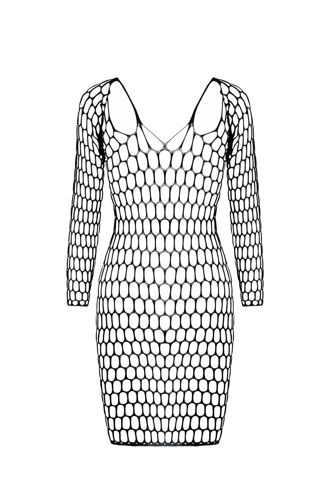 Passion Netzkleid Netzkleid in schwarz Minikleid langarm (1-tlg)