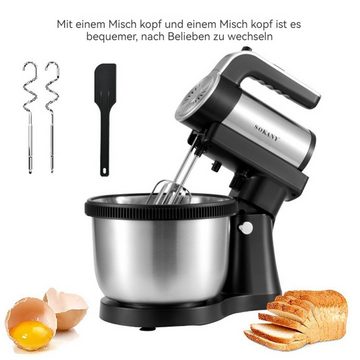 Kpaloft Küchenmaschine Knetmaschine, Edelstahl-Rührschüssel, Rührmaschine, Mixer, 4l Schüssel, 5 Geschwindigkeiten, 1000W