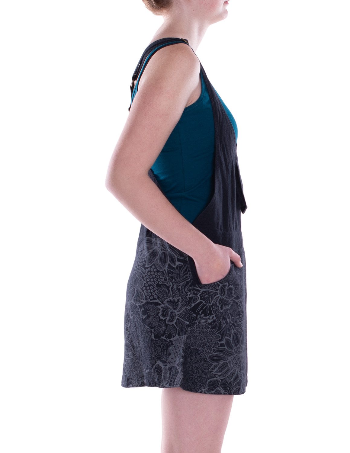 Vishes Sommerkleid Damen Mini-Kleid Baumwolle Paisley Latzkleid mit Taschen Alternative Bekleidung, Ethno, Hippie, Retro Style – Bild 4 von 5