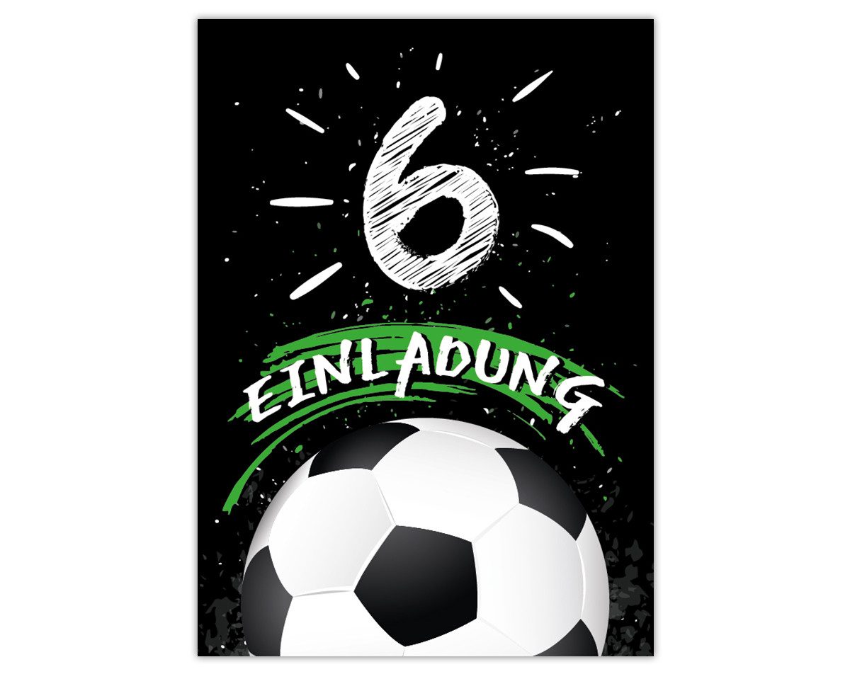 JUNAPACK Einladungskarten Fußball zum 6. Kindergeburtstag Jungen Einladungen Karten Fussball, Einladungskarten zum 6. Kindergeburtstag Fußball