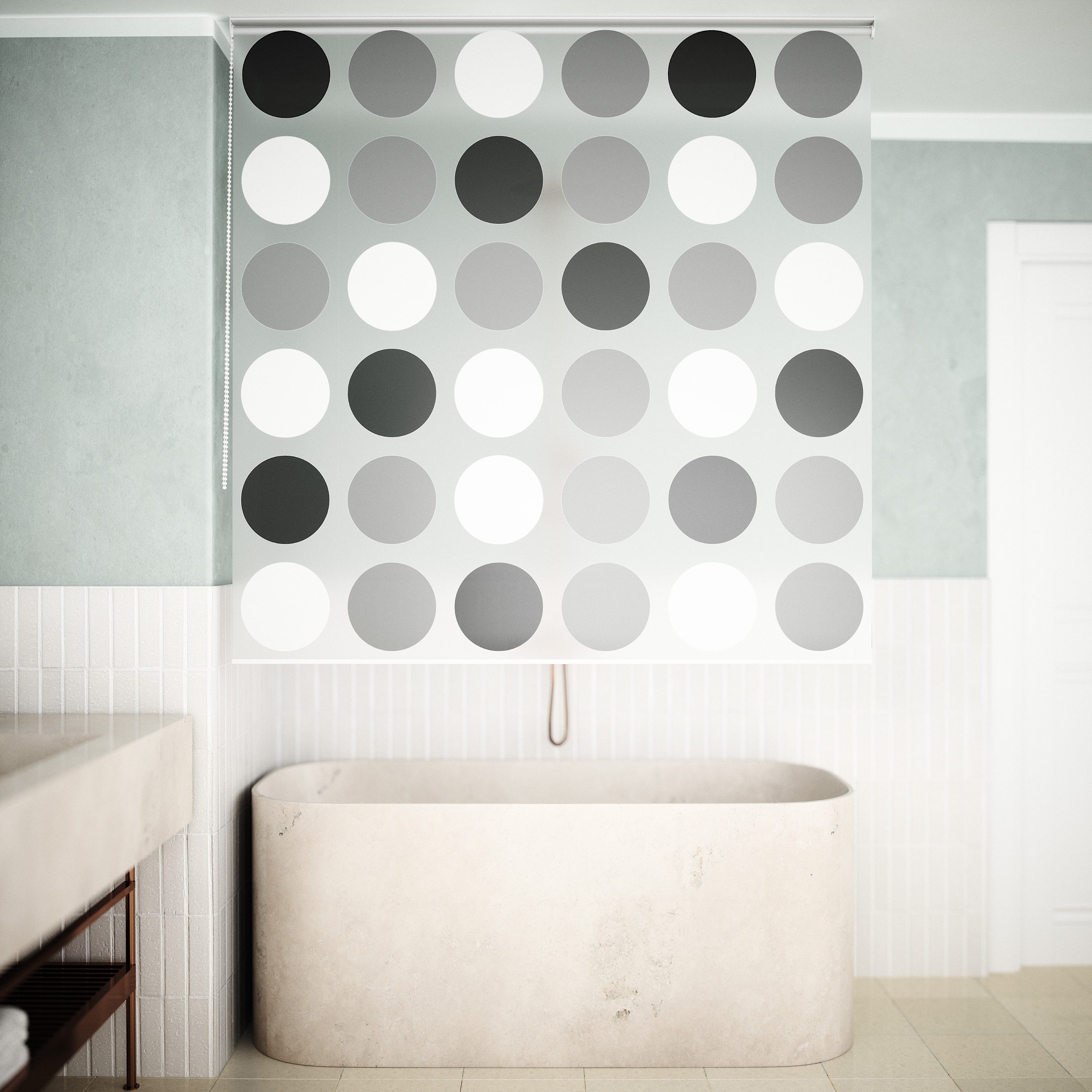 Aquabad® Duschrollo Vaskaflex Badewannenrollo Breite 100 cm, Muster: Kreise, Breite: 100cm