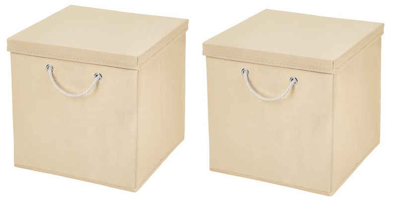 StickandShine Faltbox 2 Stück 30 x 30 x 30 cm Aufbewahrungsbox Stoffboxen in verschiedenen Farben (2er SET 30x30x30) Faltbox moderne Faltkiste Maritim mit Kordel 30cm