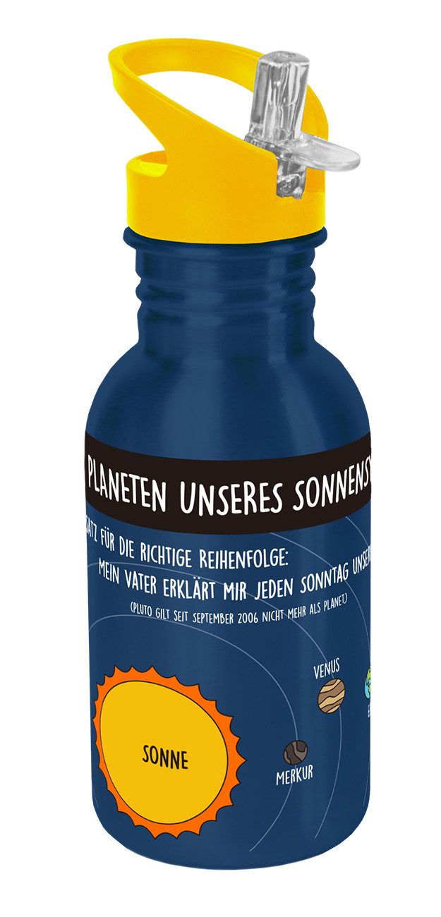 Geda Labels GmbH Trinkflasche Sonnensystem, Blau, 500ml, nicht spülmaschinengeeignet