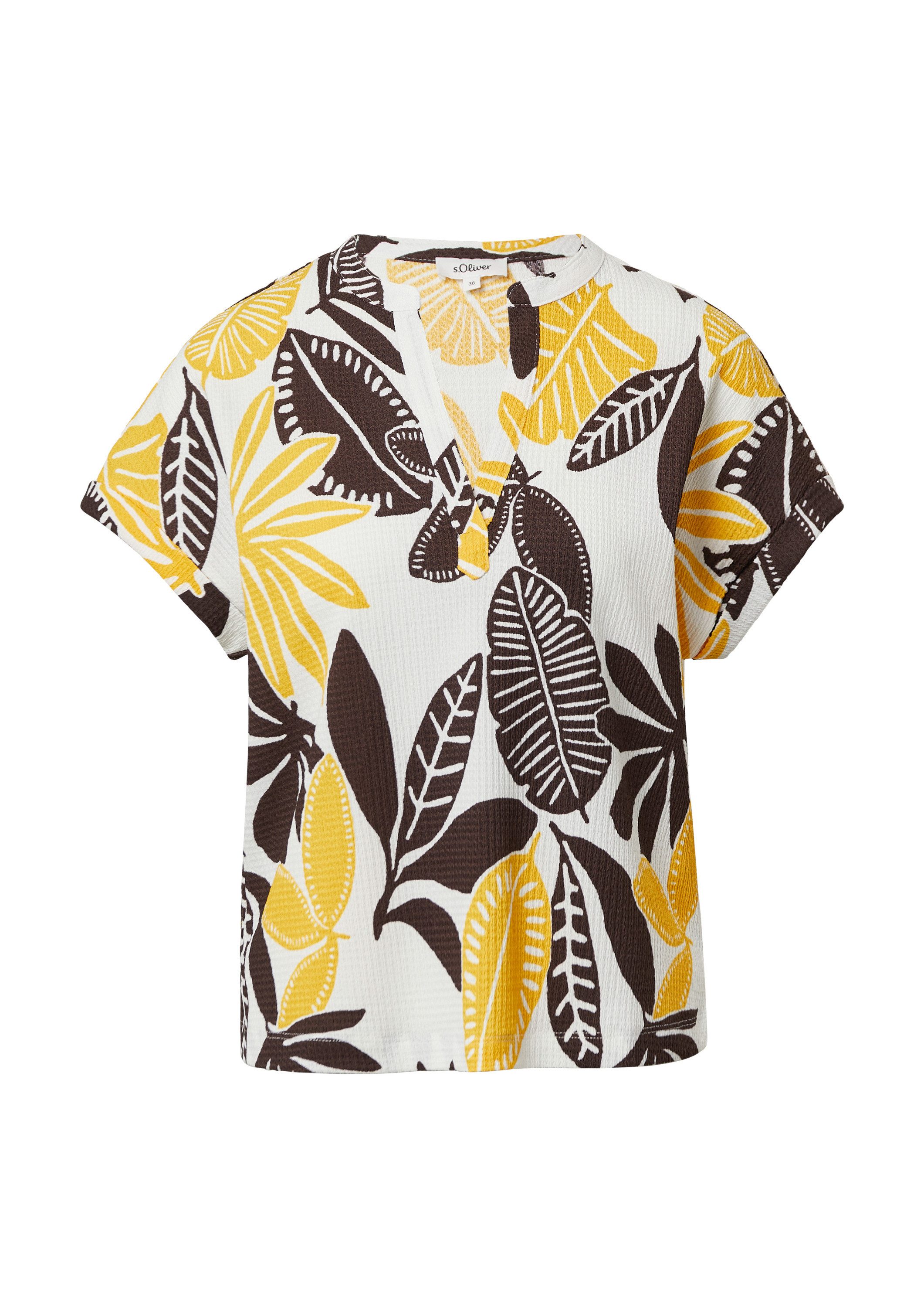 s.Oliver Kurzarmshirt T-Shirt Strukturiertes T-Shirt im Relaxed Fit mit V-A günstig online kaufen