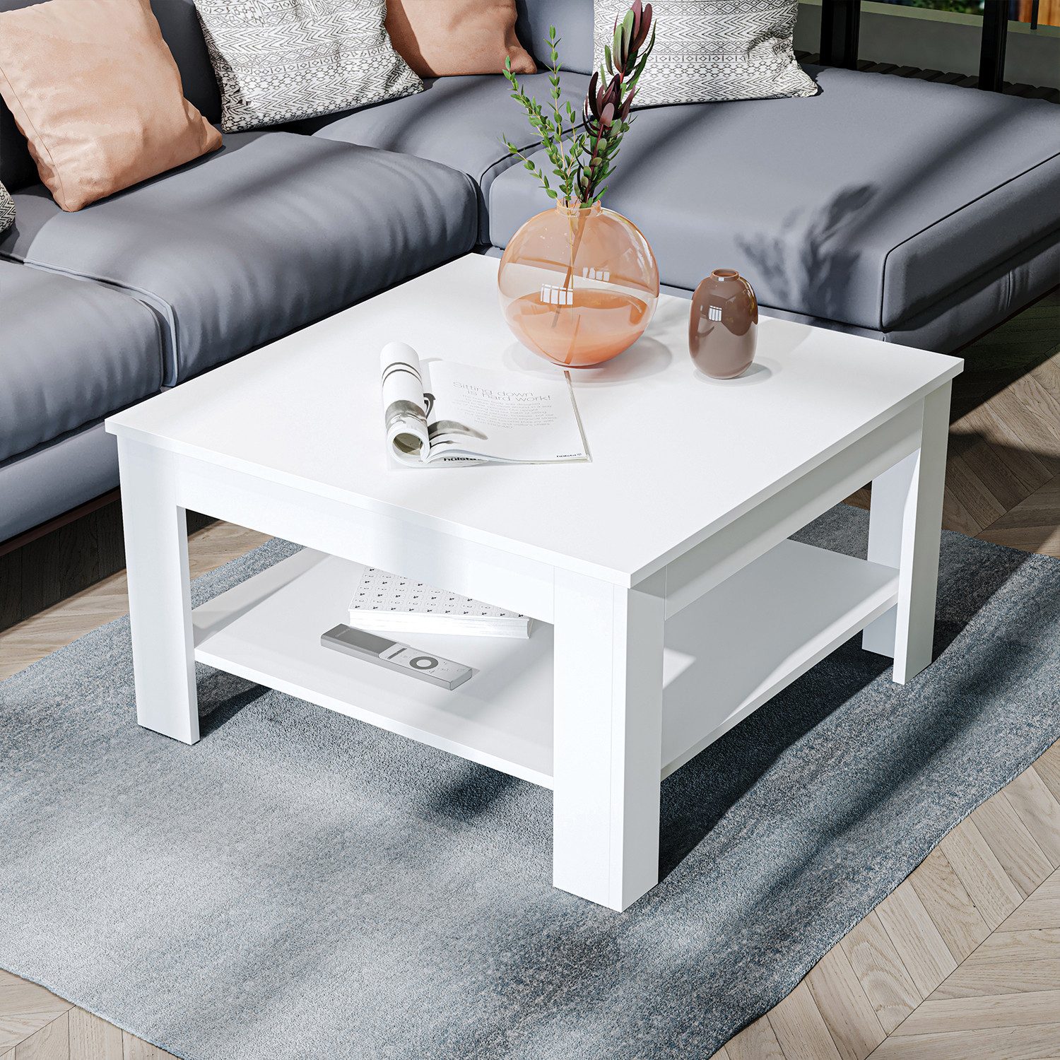 Roomart Wohnzimmertisch Couchtisch HELSINKI mit Ablageboden Wohnzimmertisch Sofatisch modern, Mit unterer Ablage, in zwei Formaten – Bild 2 von 5