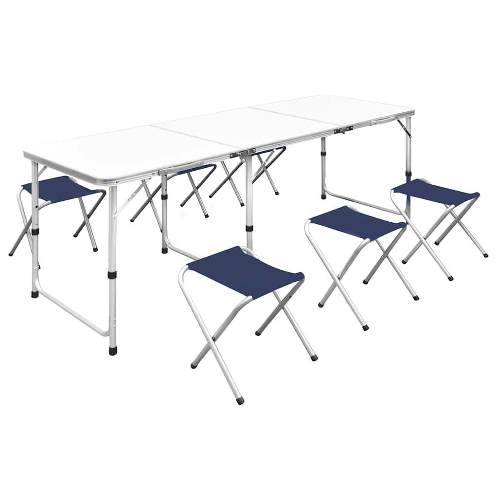 vidaXL Campingstuhl Klappbarer Campingtisch mit 4 Hocker Höhenverstellbar 180x60 cm (1 St)