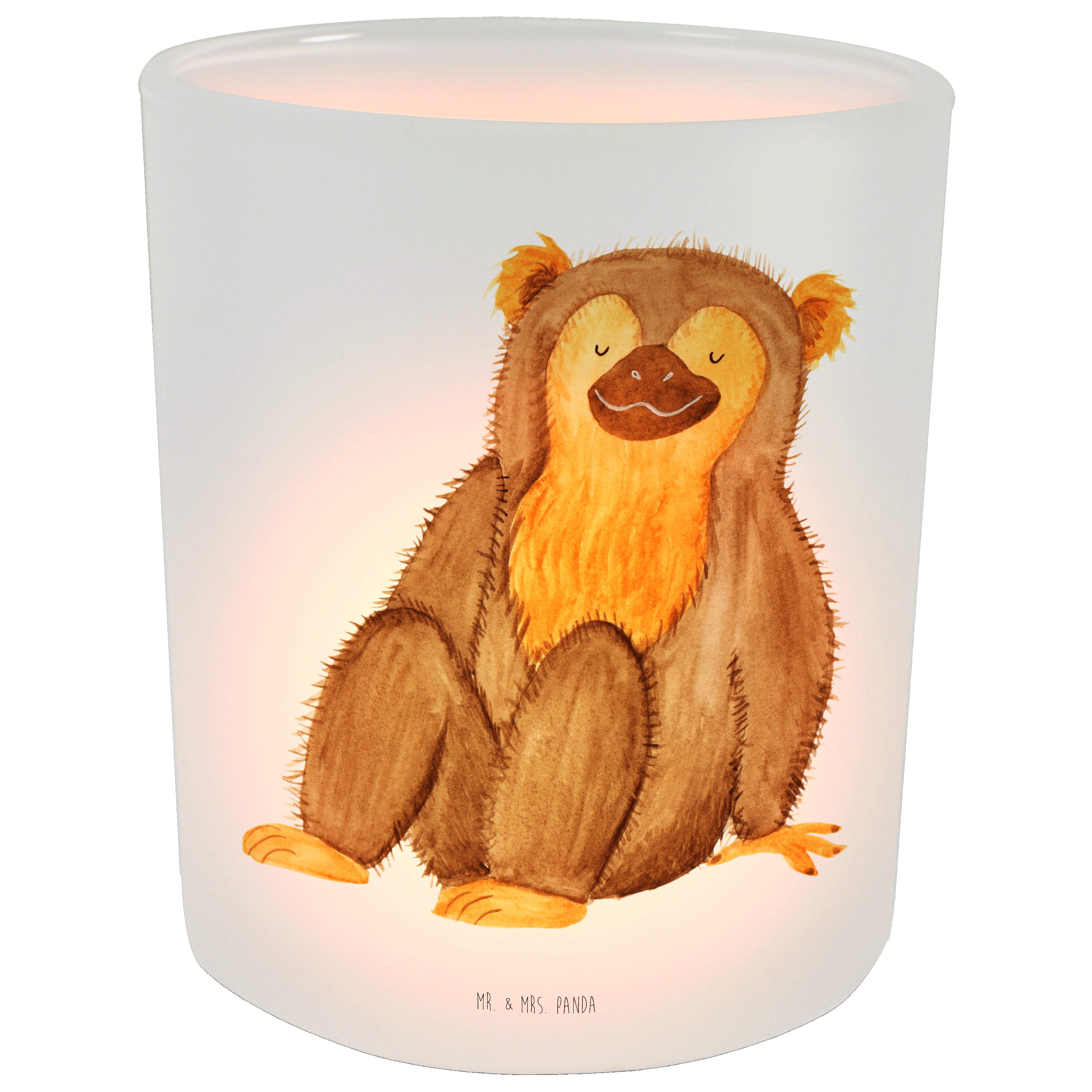 Mr. Kerze, Transparent Mrs. St) & - Geschenk, Windlicht - Teelichter, Selbstbew Panda Affe Windlicht (1