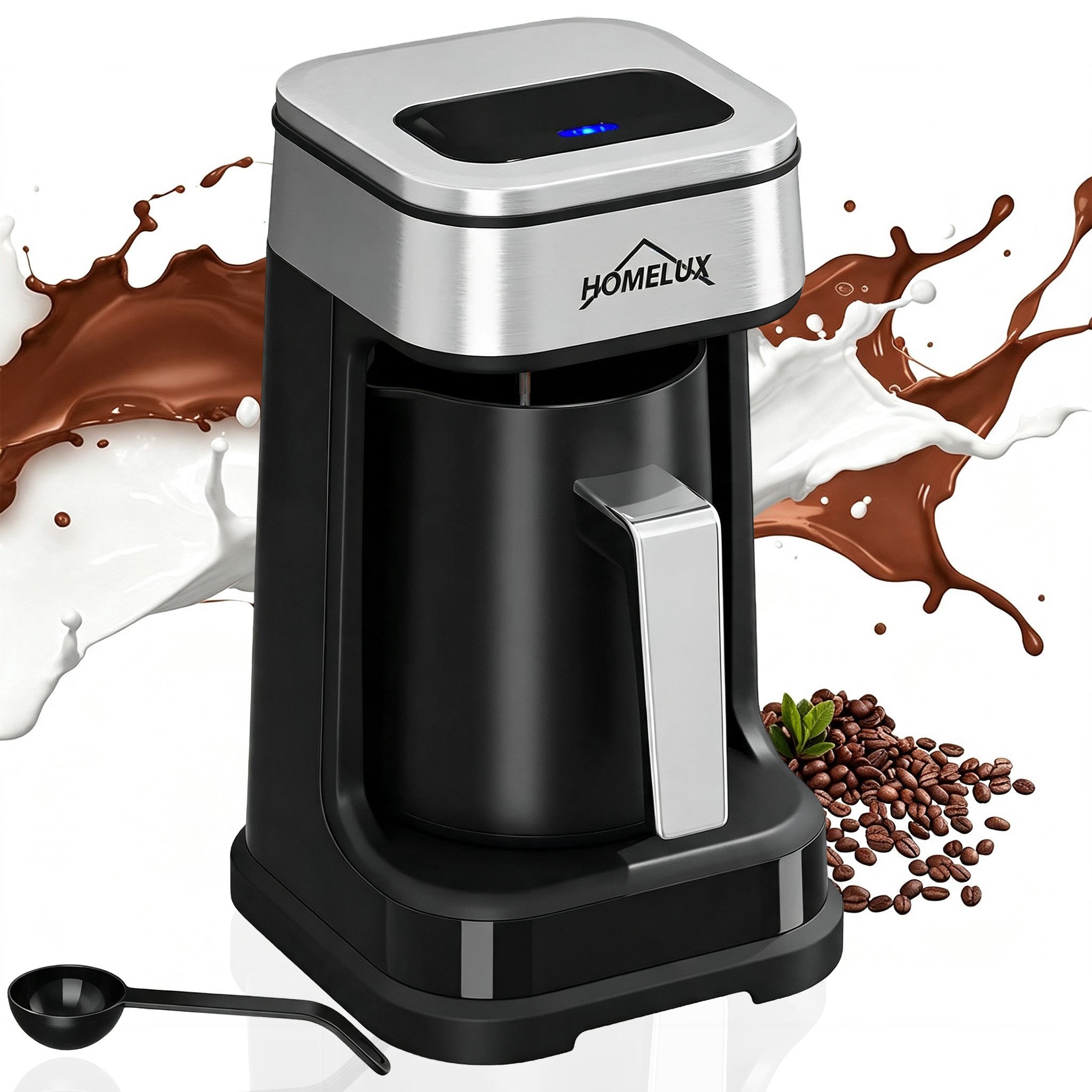 HOMELUX Siebträgermaschine Türkische Kaffeemaschine, Ein-Knopf-Bedienung,Schnell-Langsambrühmodus