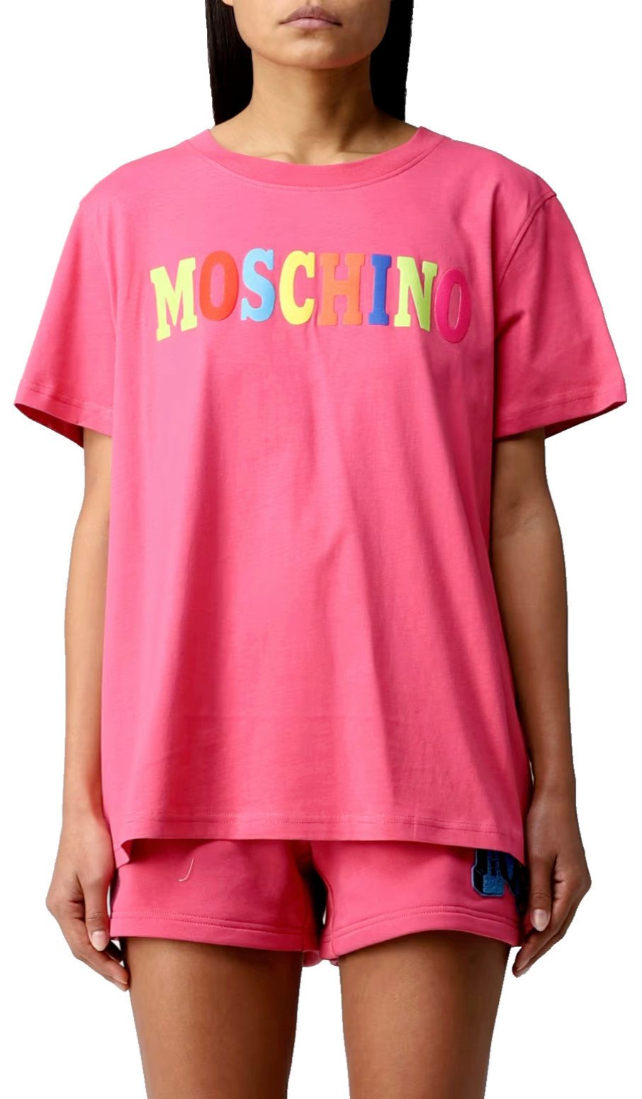 Moschino T-Shirt COUTURE T-shirt Oversize Multi Color Logo Printed Tee Shirt Unisex Oversize, herabgesetzten Schultern, 3D-Logo