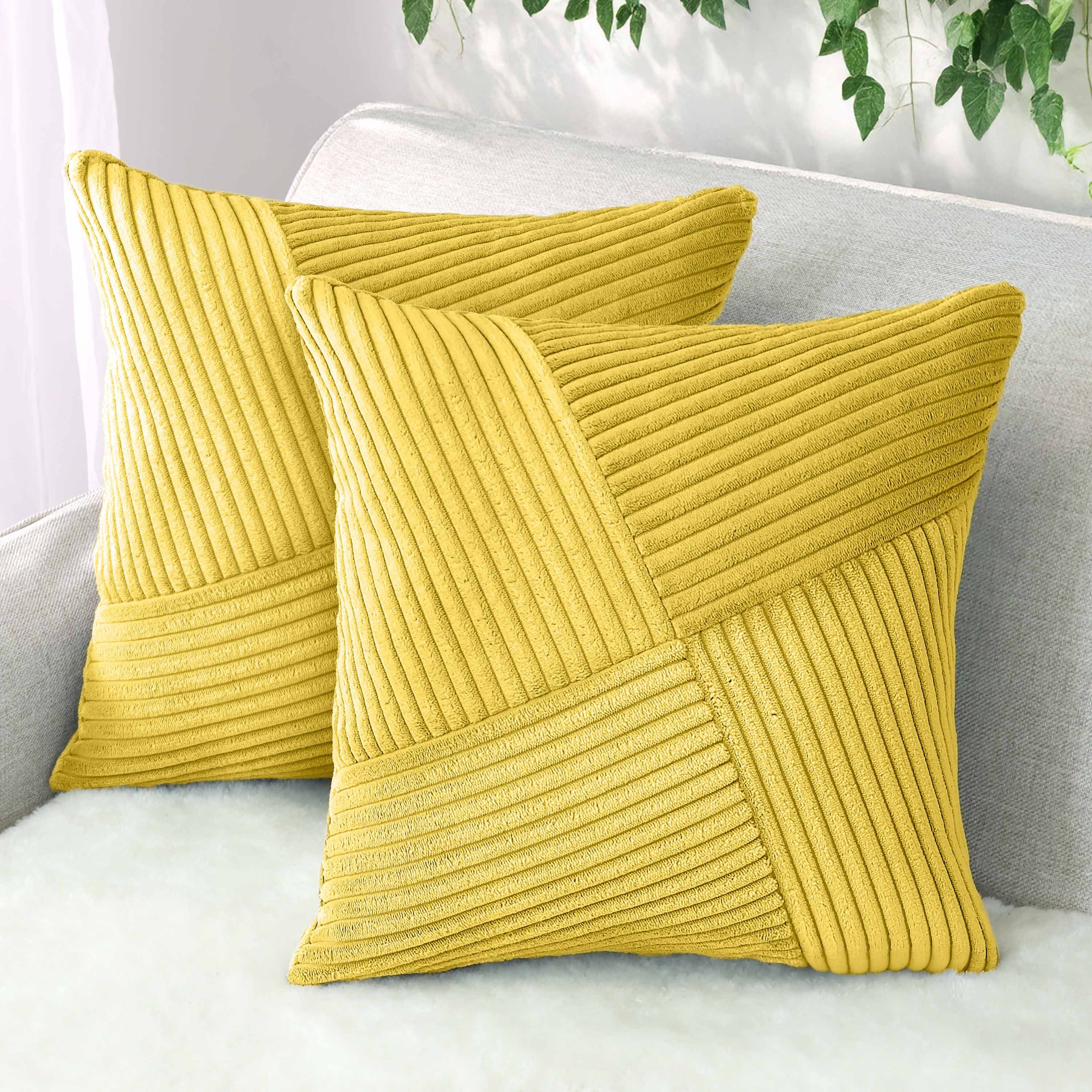 Amilian Dekokissen Sofakissen 40x40 2er Set mit Füllung und Bezug - Cord-Optik, Reißverschluss, formstabil, 2 Stück