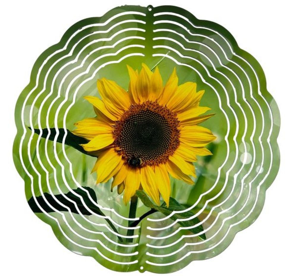 Ladreas Windspiel Edelstahl 3D Windspiel Windspinner 20cm Sonnenblume WI6