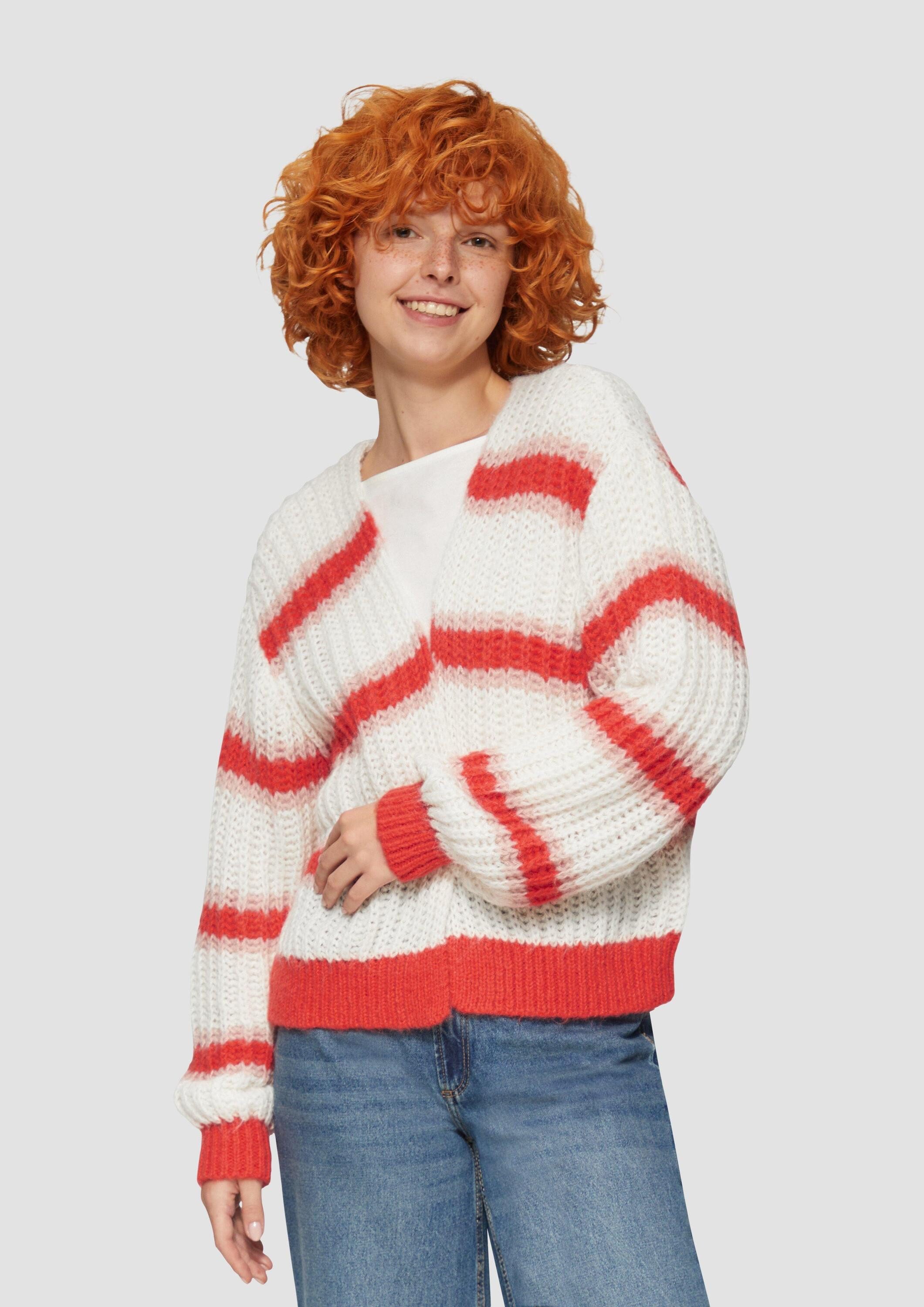 QS Cardigan Strickjacke Offene Strickjacke mit Blockstreifen günstig online kaufen