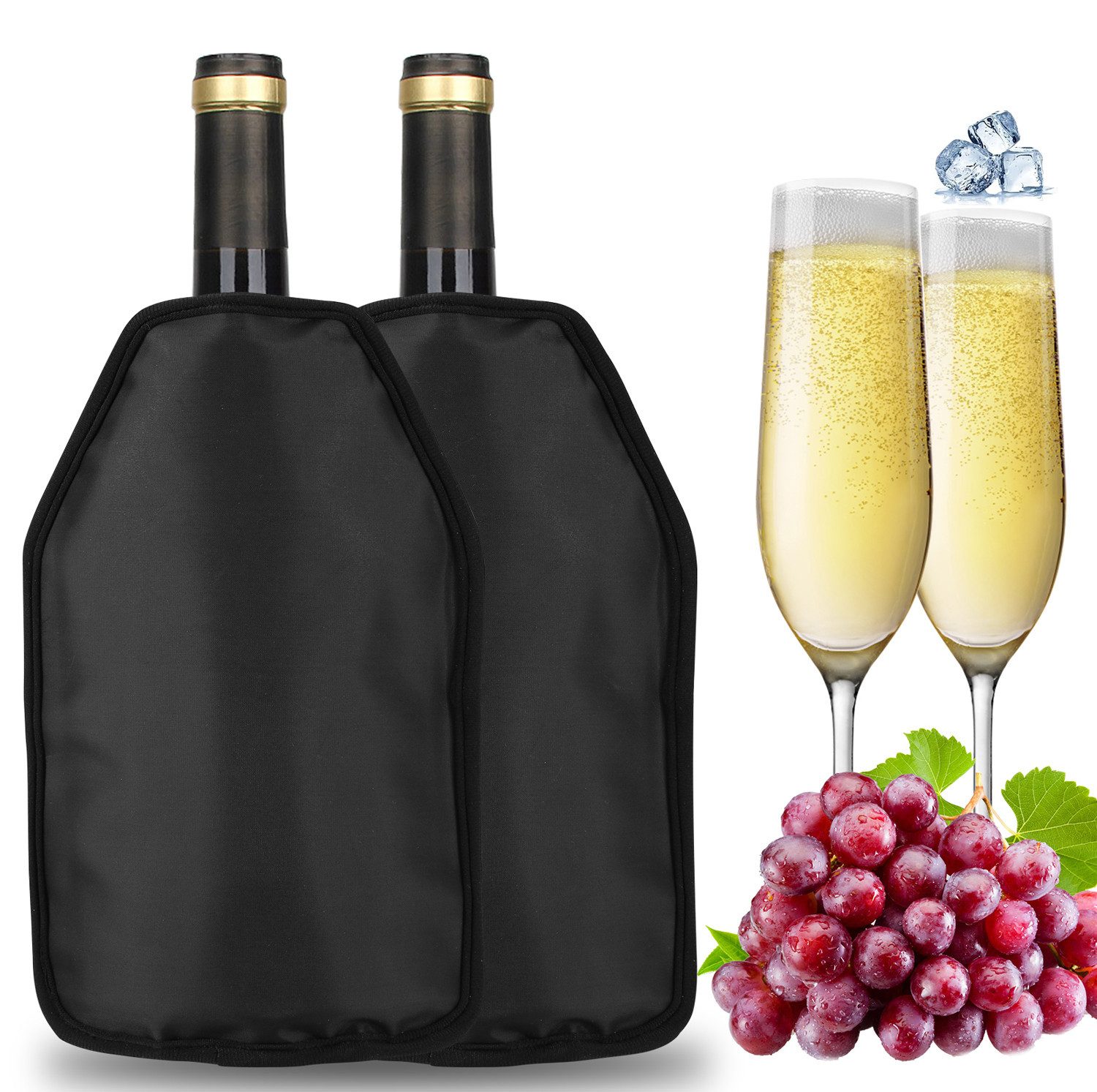 Wein- und Sektkühler 2 Stück Weinkühler Manschette Kühlmanschette Flaschenkühler Unterwegs