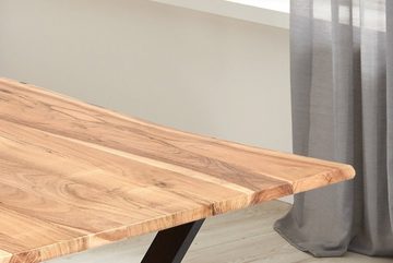 SAM® Essgruppe Rubina, (7-tlg), massives Akazienholz, Baumkante, in naturfarben und mit 6 Stühlen