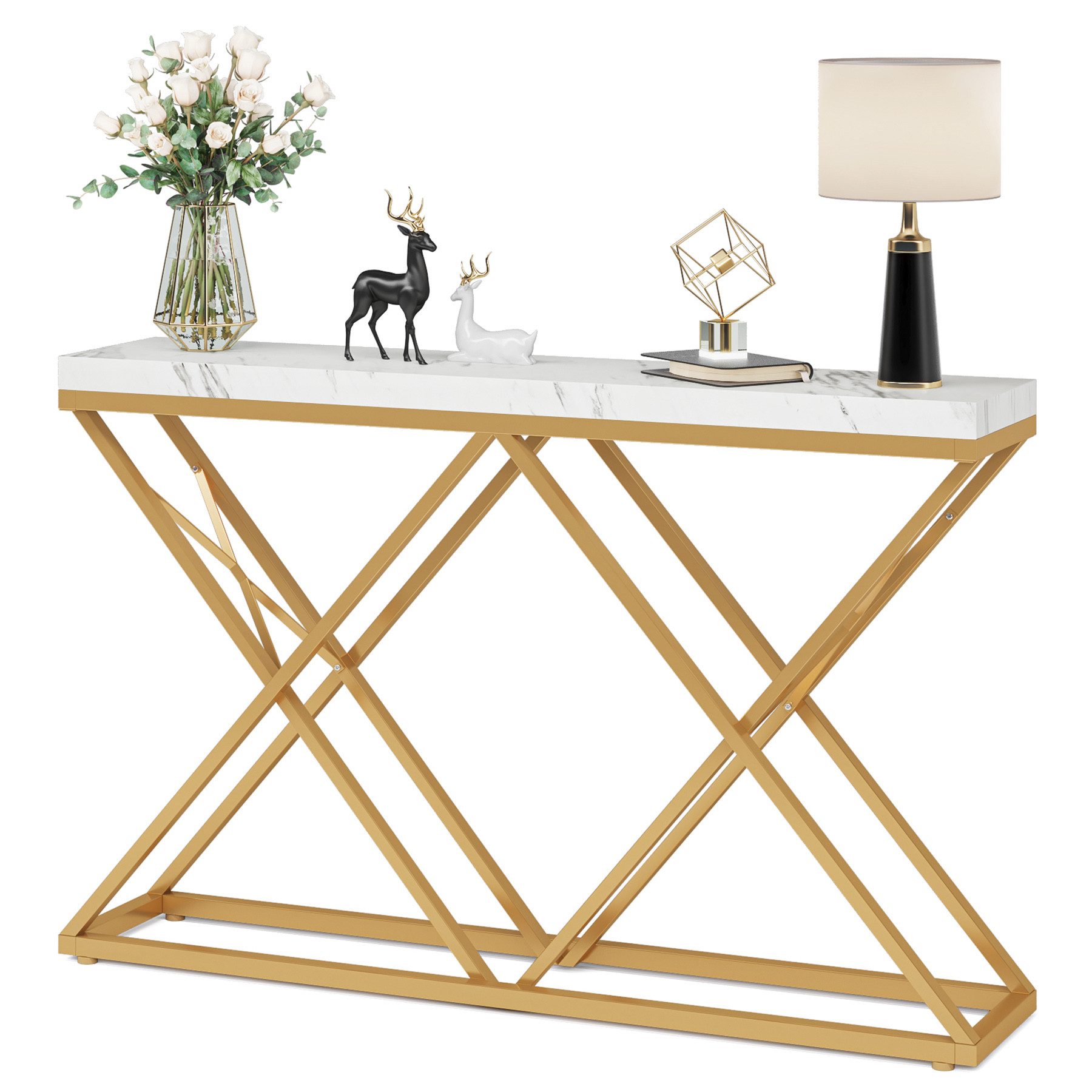Tribesigns Konsolentisch 140 cm Gold Moderner Flurtisch, Beistelltisch im Eingangsbereich. Reduzierter Preis € 115,99. Unverbindliche Preisempfehlung € 162,99, (€ 115,99 pro 1 Stk)