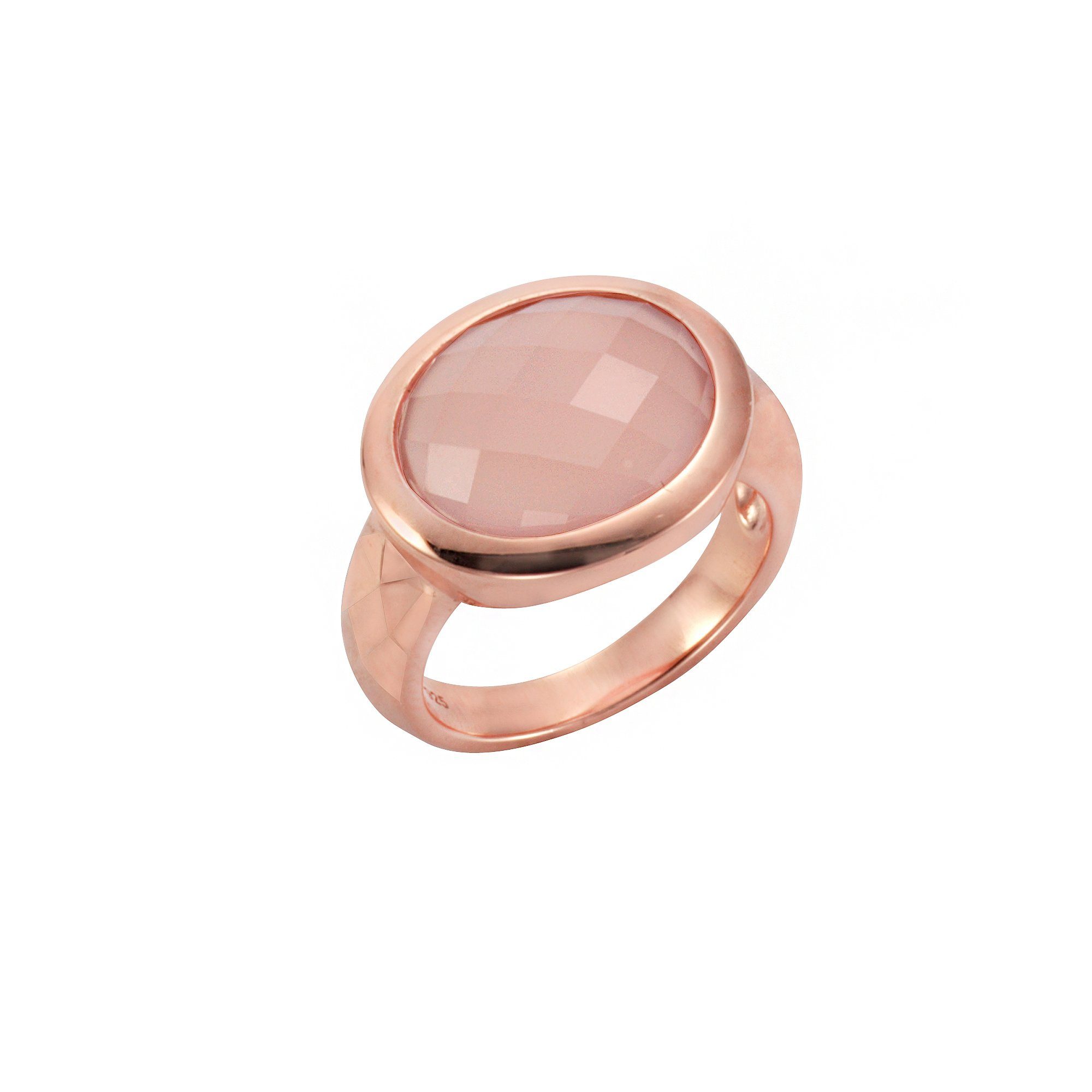 Jamelli Fingerring 925 Silber rosé vergoldet mit Chalcedon