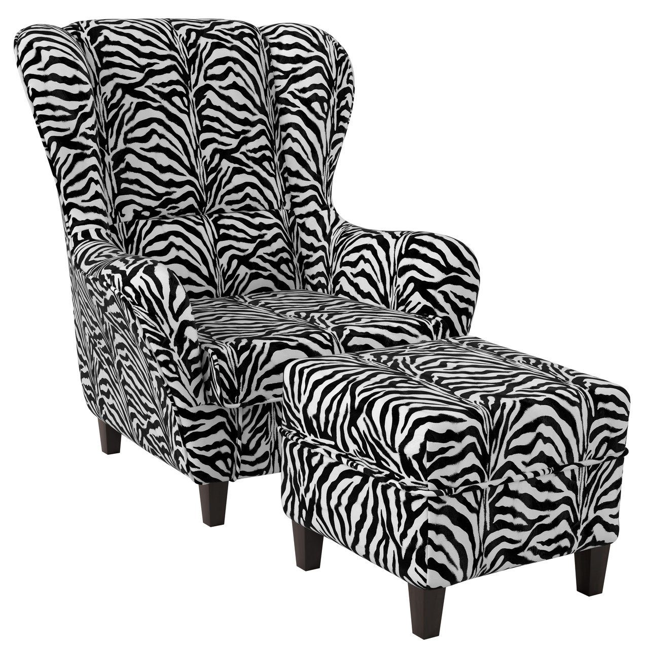 Design Tierfellimitat, mit Zebra Sofia, Ohrensessel Supellex Hocker, Relaxsessel