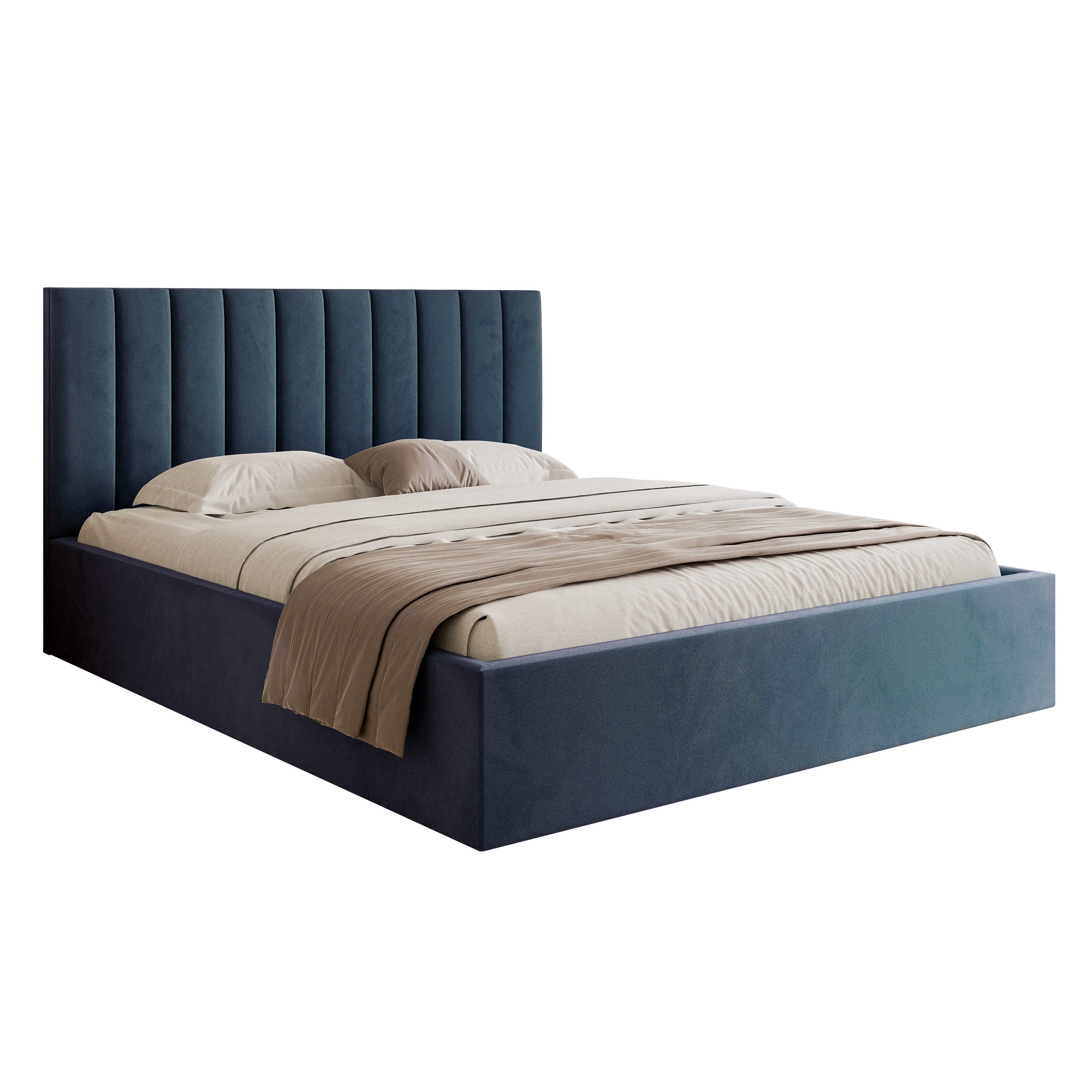 Goldstoff Polsterbett Modernes Bett mit Stauraum günstig online kaufen