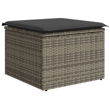 vidaXL Hocker Gartenhocker mit Kissen Grau 55x55x37 cm Poly Rattan