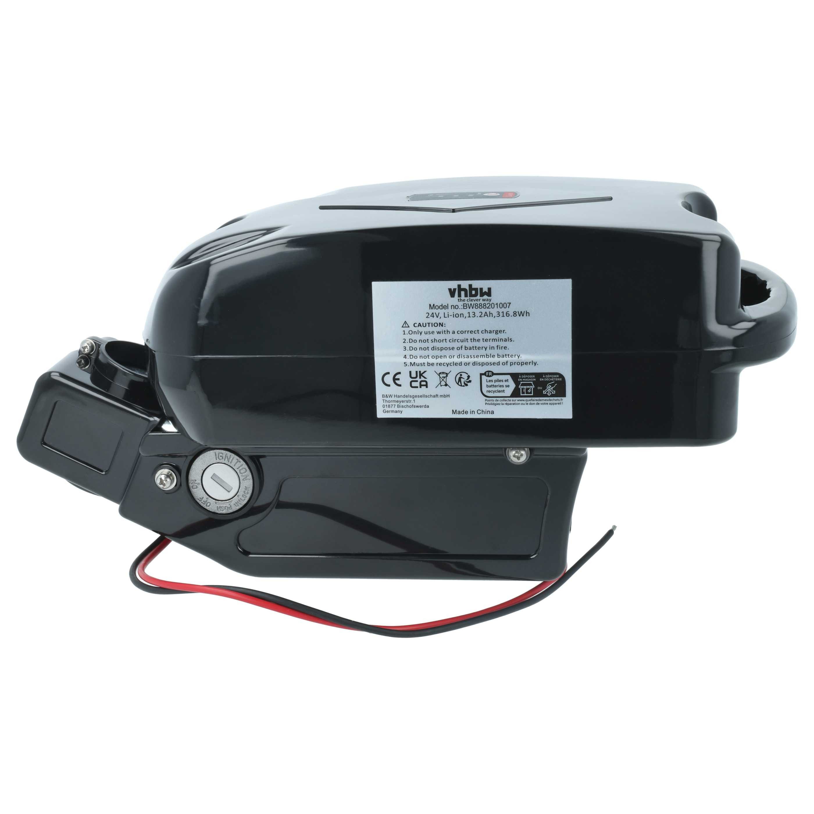 vhbw Akku passend für diversen E-Bikes mit 24V-Frosch-Akku Fahrrad / E-Bike E-Bike Akku Akku Li-Ion 13200 mAh (24 V, 1 St), Fahrradakku in Frosch-Gehäuse mit Akkuhalterung und passendem Charger