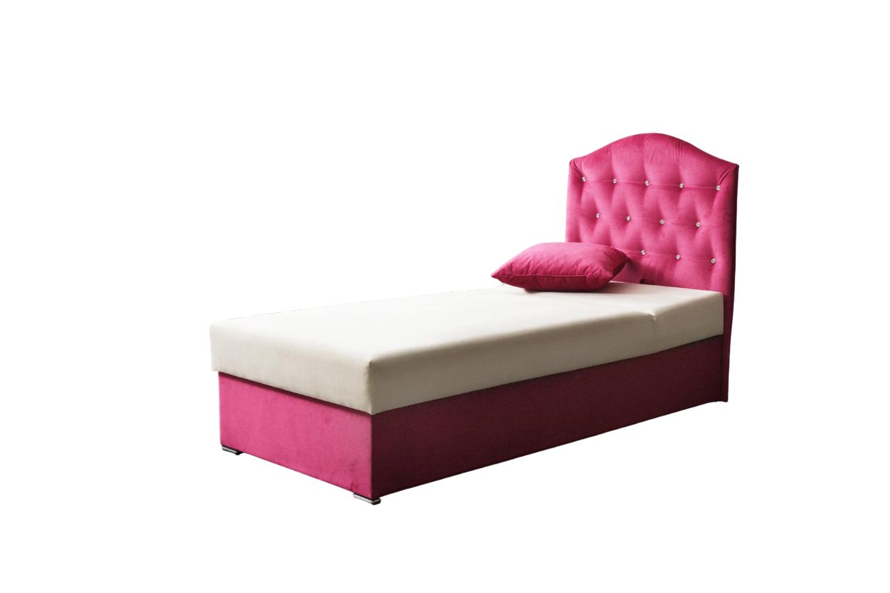 Xlmoebel Einzelbett Textilbett Chesterfield im Premium Stil mit hochwertigem Gestell (Einzelbett), Hergestellt in Europa