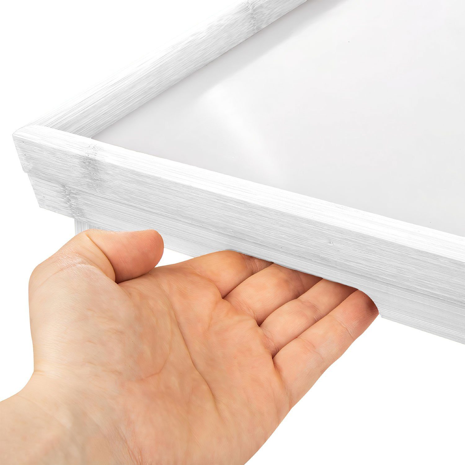 Dimono Tabletttisch DIMONO Bambus Bett Tablett – Klappbares Frühstücks- & Serviertablett, Serviertablett Betttisch