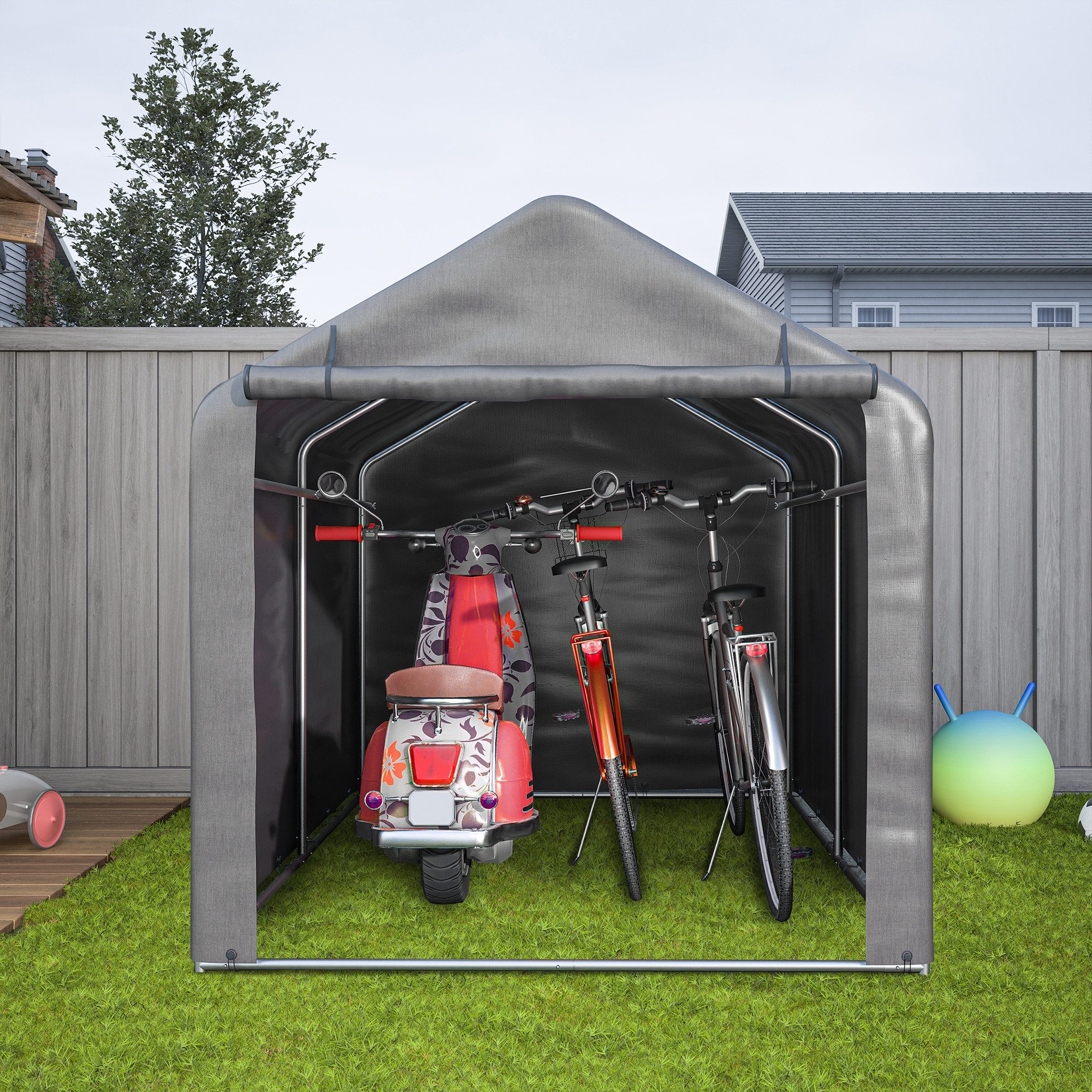 GIHAUVIA Gartenhaus Fahrradgarage, Lagerzelt Carport Gerätezelt.