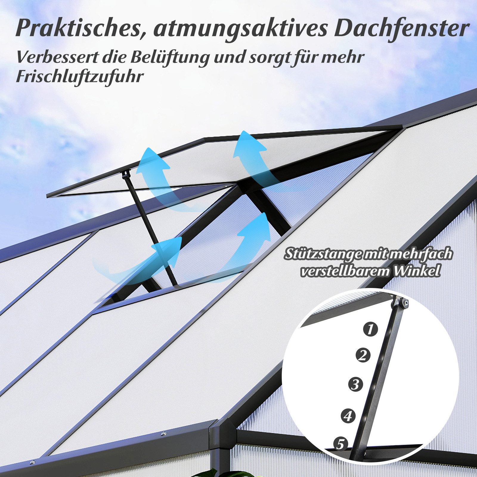 COSTWAY Gewächshaus, BxLxH: 190 x 250 x 195 cm, Gartenhaus mit Dachfenster günstig online kaufen