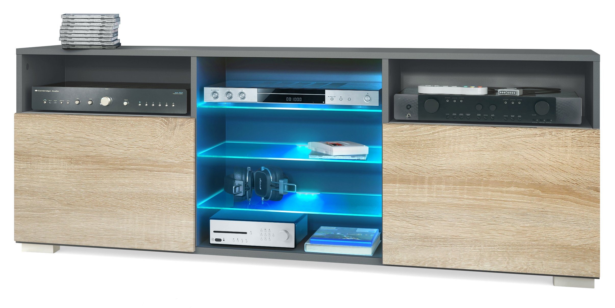 Vladon Lowboard Granada (TV-Kommode, mit 2 Türen und 6 offenen Fächern), An günstig online kaufen