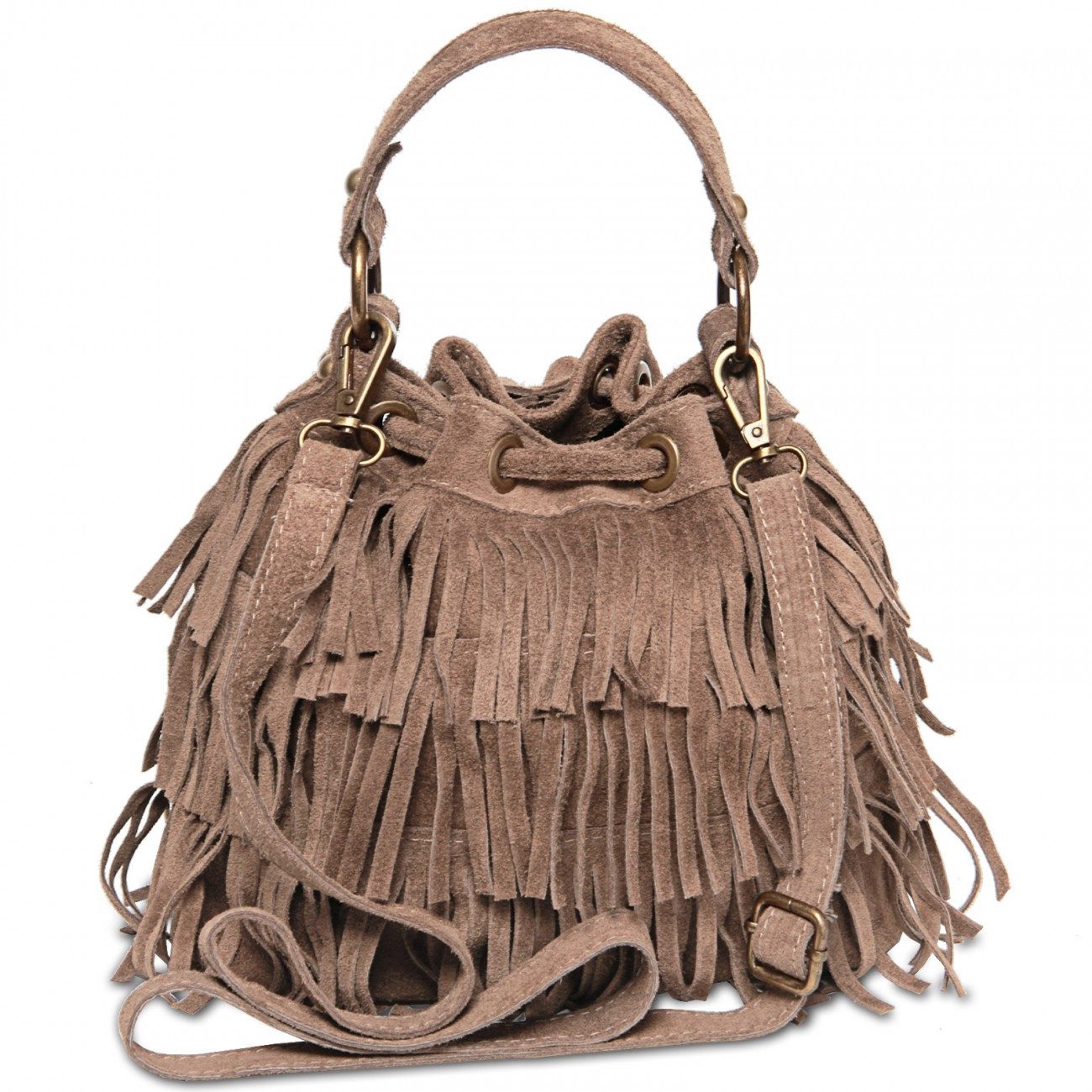 Caspar Henkeltasche CASPAR TL677 Damen Wildleder Fransen Tasche Beutel günstig online kaufen