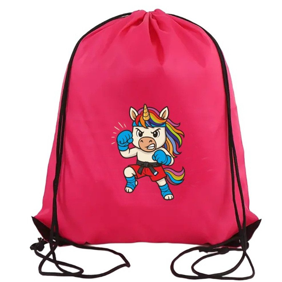 BAY-Sports Turnbeutel Einhorn Sportbeutel Kampfsport Tasche Kickboxen Kickboxen Thaiboxen (pink rosa Mädchen Girls), Kordelzug, Rucksack, Unicorn, pink rosa Mädchen Girls