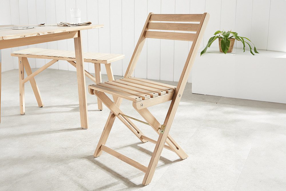 riess-ambiente Gartenstuhl BALI natur hell – Massivholz, klappbar, wetterfest, Outdoor (Einzelartikel, 1 St), klappbarer Balkonstuhl aus Massivholz – ideal für Garten & Terrasse