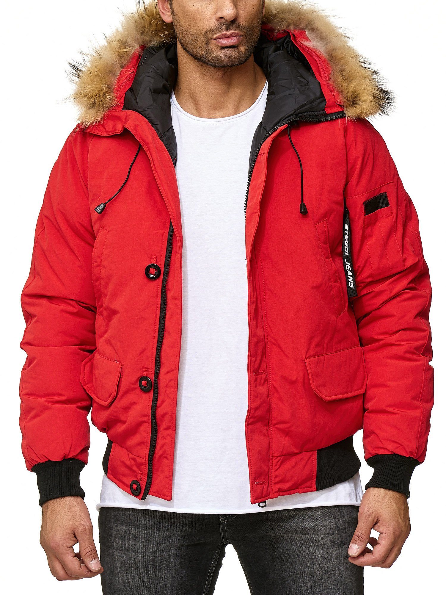 RMK Outdoorjacke »Herren Winter-Jacke Warm Parka Mantel Outdoor Anorak  Gefüttert Biker mit Kunst-Fell (Ja.937)« online kaufen | OTTO