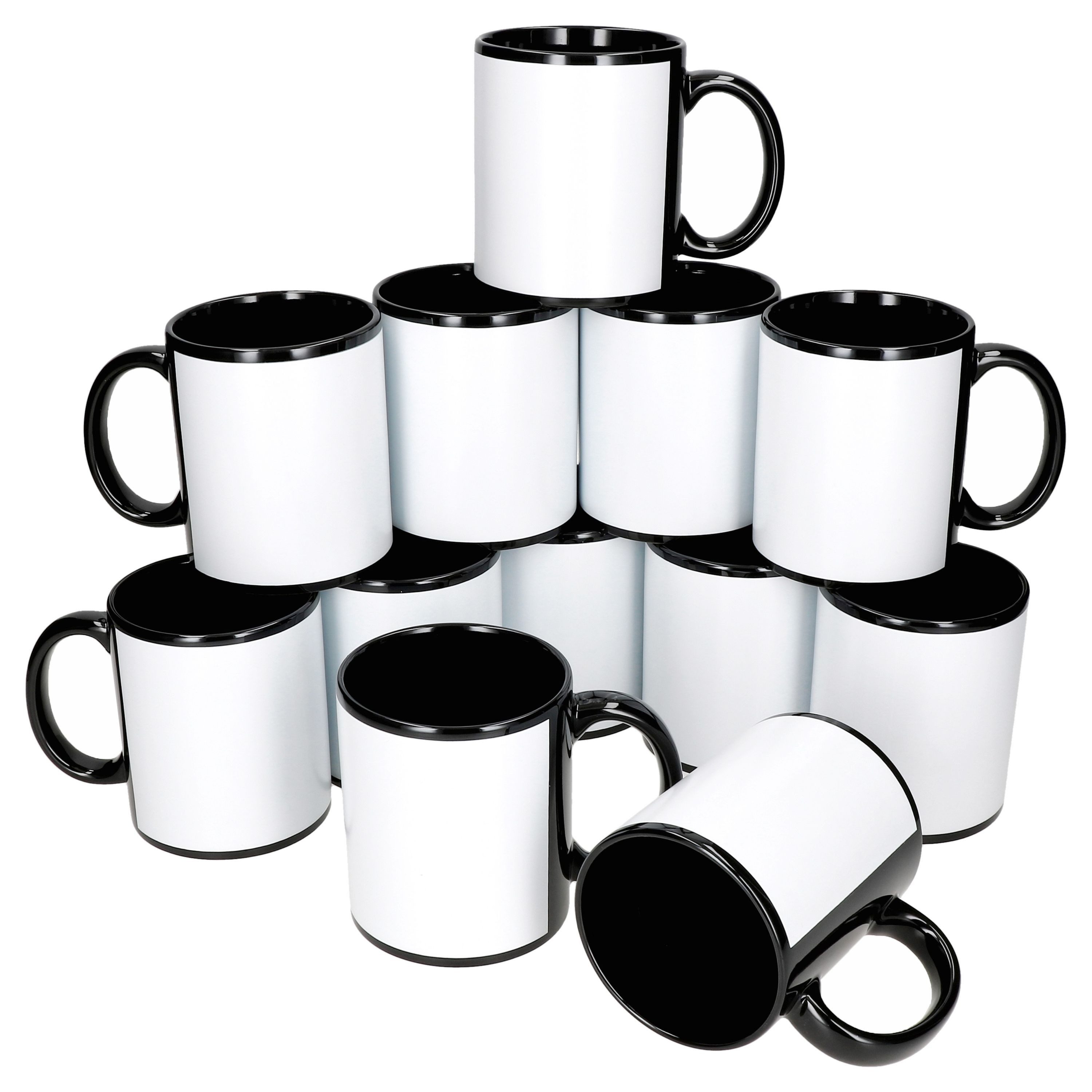 Becher 12x Cara Kaffeebecher 300ml 12 Personen schwarz & weiß Tee Kakao