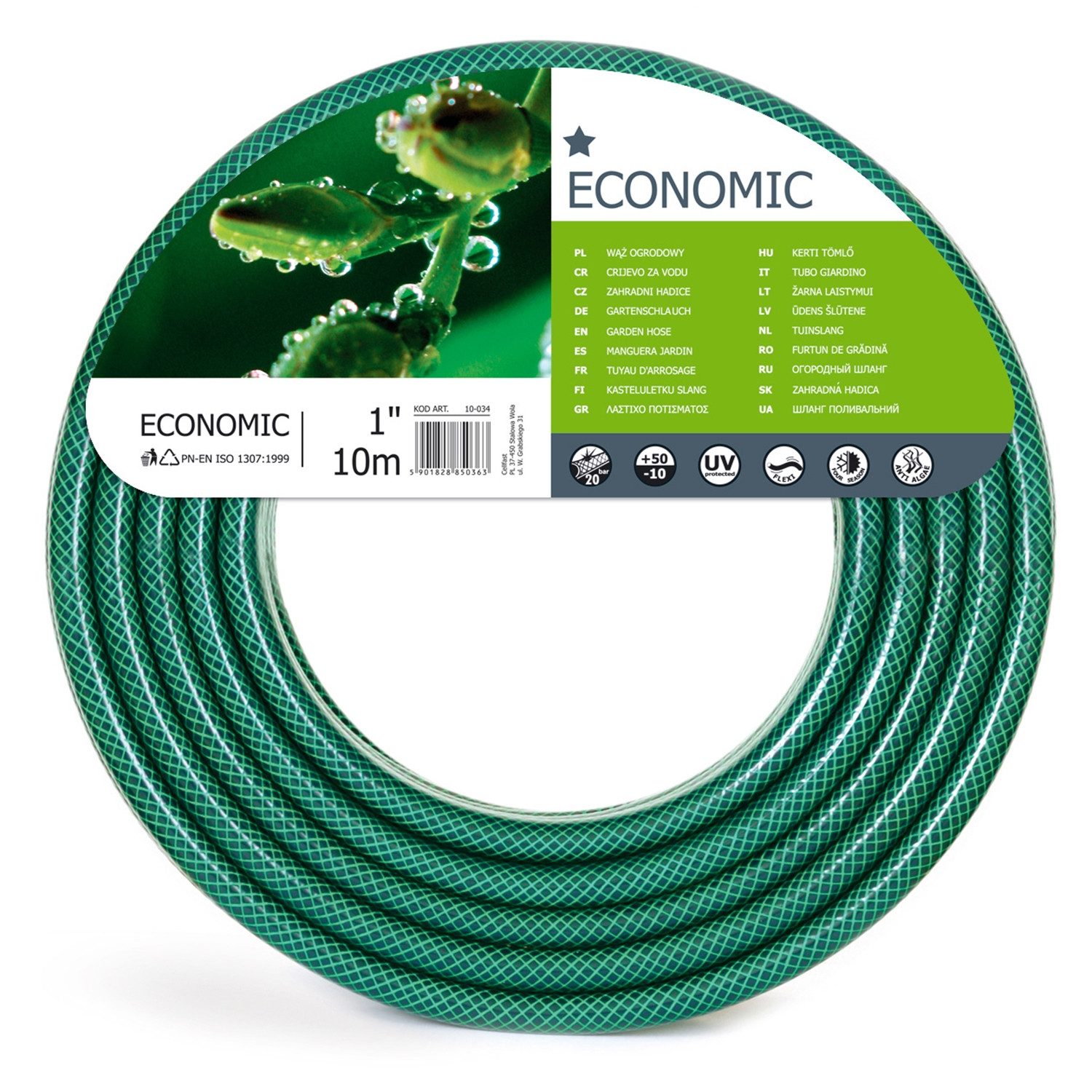 Cellfast Gartenschlauch 10-034 Economic 10 m, UV beständig, Temperaturbereich -10/+50°с