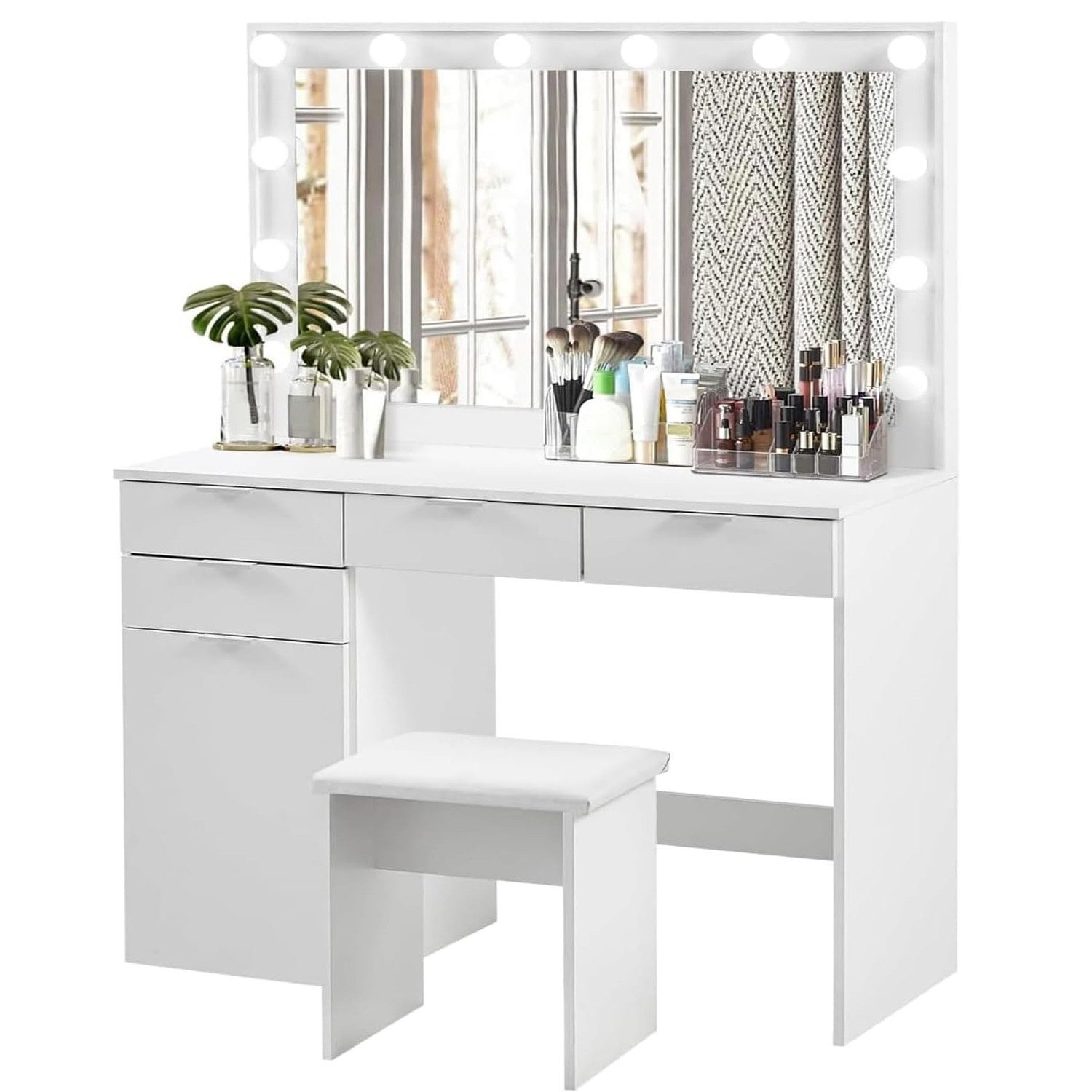 Schminktisch Schminktisch-Set mit Stuhl,Kosmetikschrank,mit USB-Anschluss