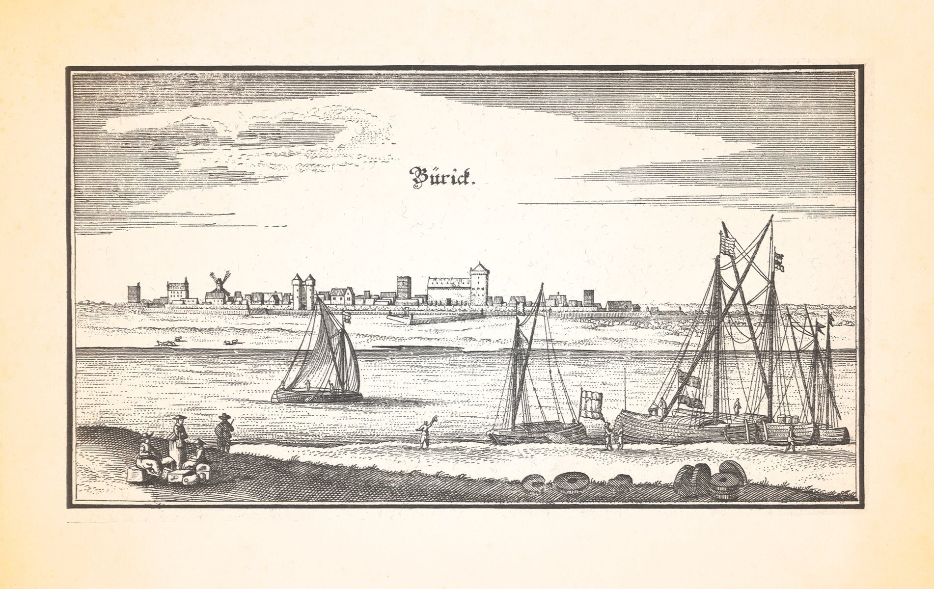 Kunstdruck Bürich Büderich Rhein Burg Büderich Pfarrkirche Kupferstich Merian 029