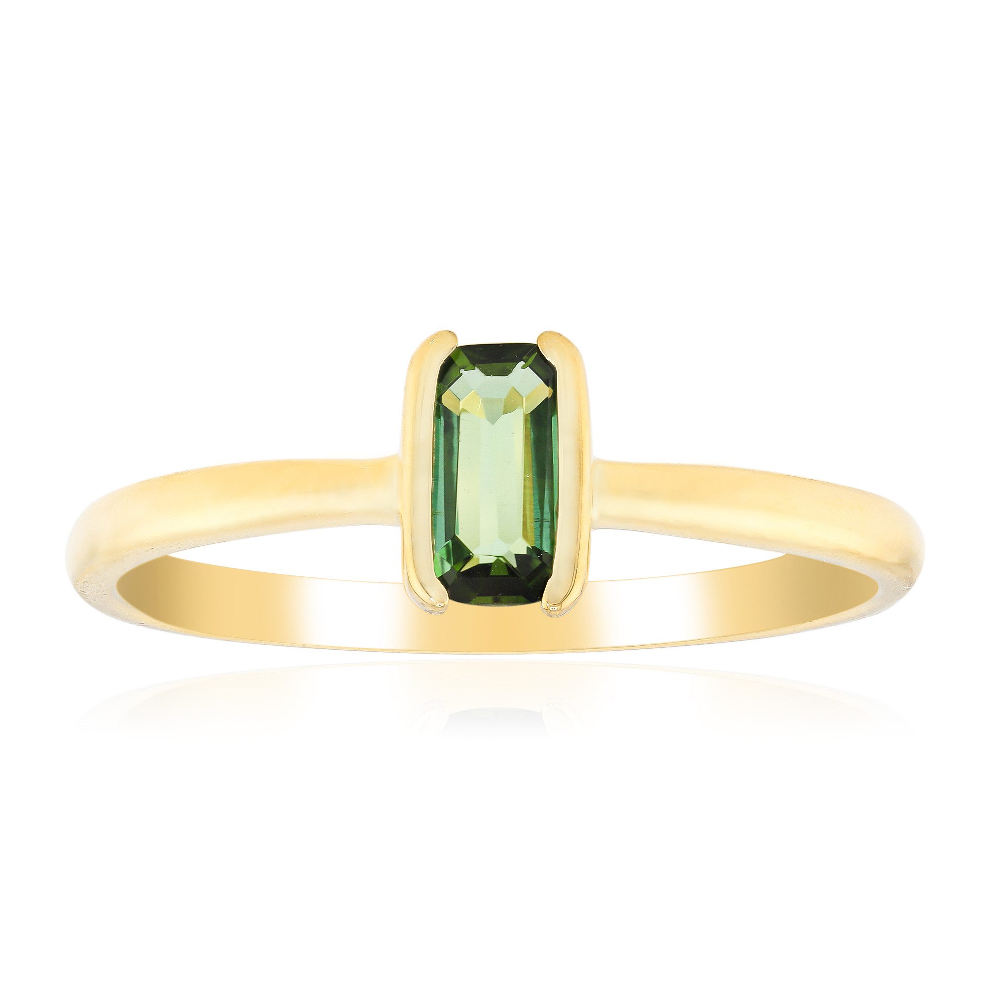 Cavill Solitärring Grüner Benedito-Turmalin Goldplattierter Silberring (1-tlg)
