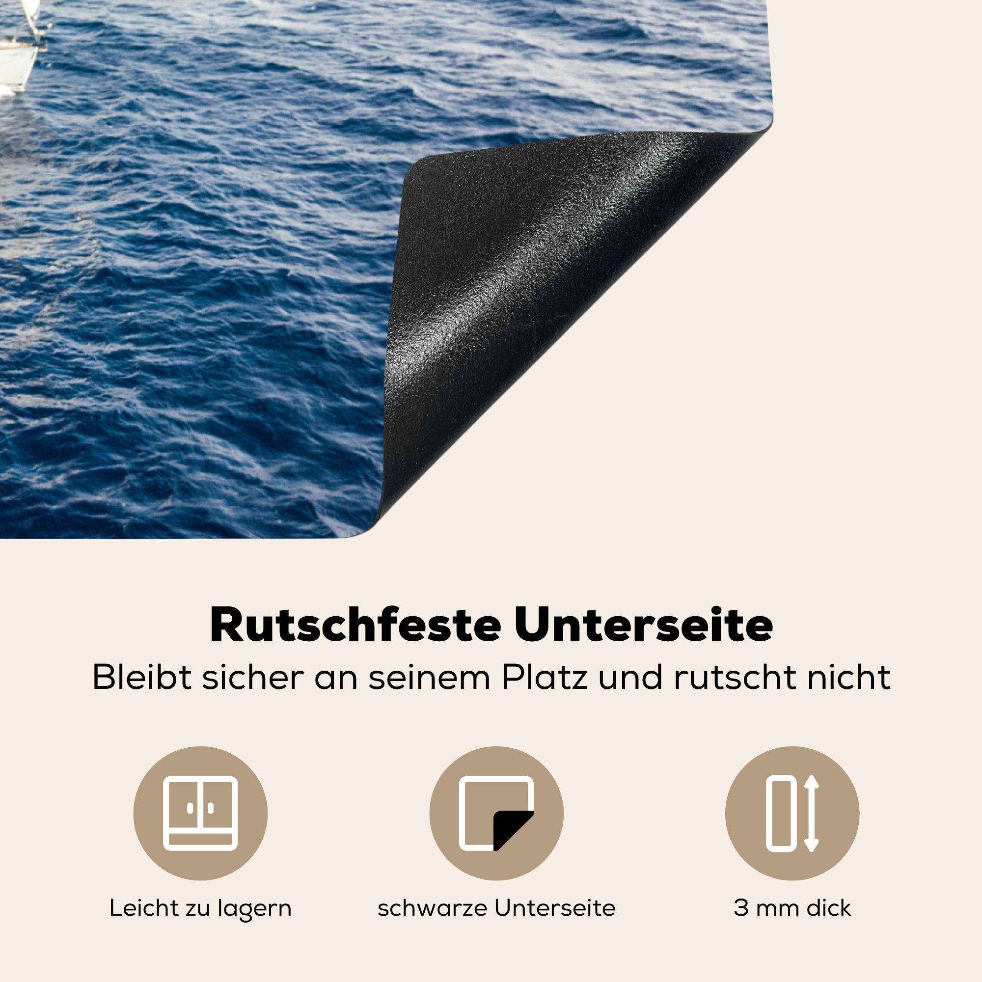 MuchoWow Mobile Boot Meer, Ceranfeldabdeckung Herdblende-/Abdeckplatte Weiß - Arbeitsfläche - tlg), cm, (1 nutzbar, Vinyl, 70x52