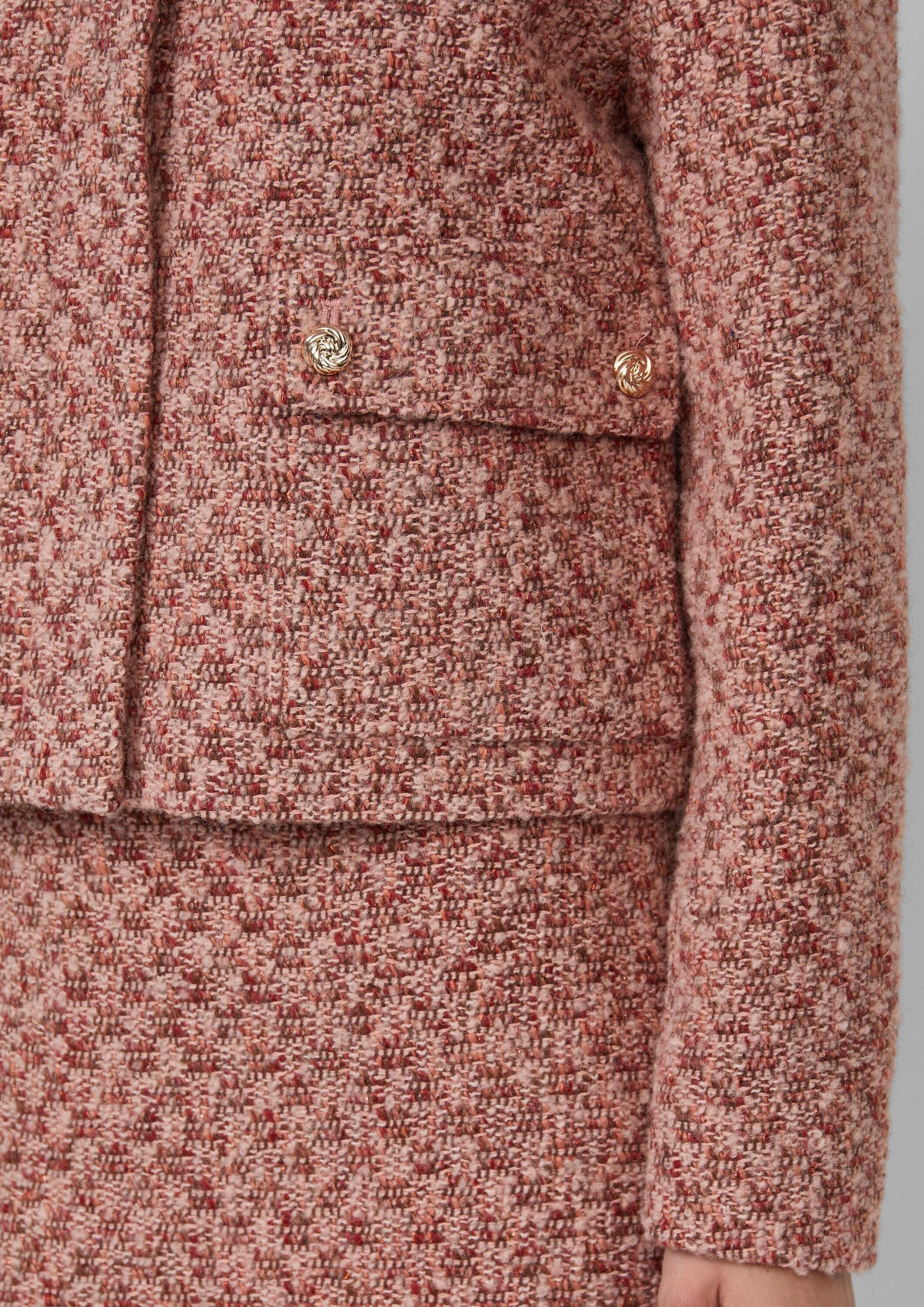 s.Oliver Funktionsjacke Indoor-Jacke Gefütterte Bouclé-Jacke mit verdecktem Reißverschluss