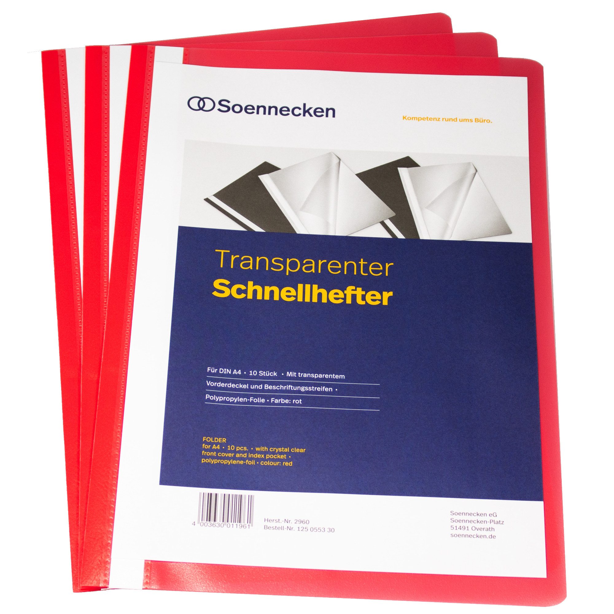 Hefter Schnellhefter 2960 DIN A4 PP rot 10 Stück (10 Stück)