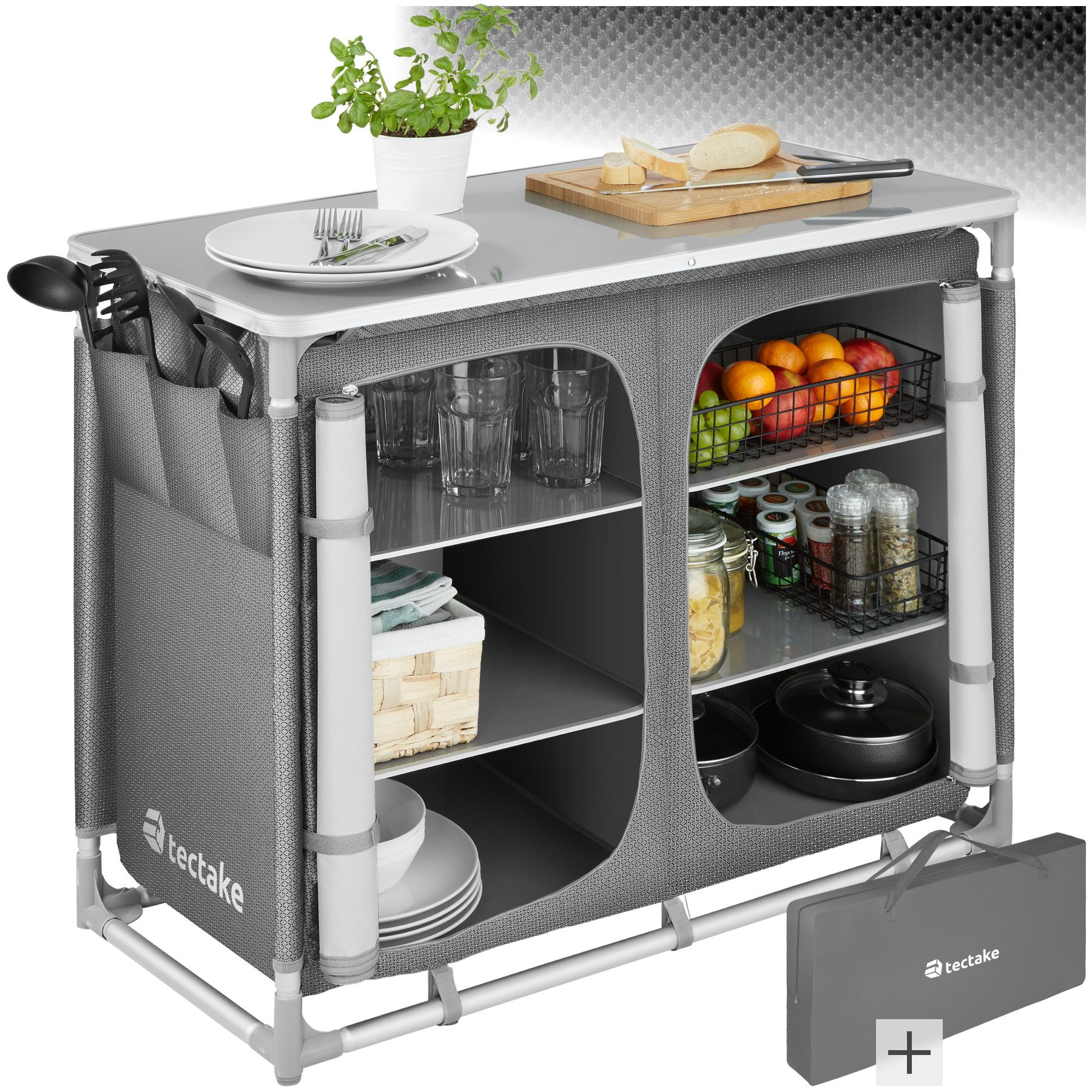 tectake Campingtisch Campingschrank Deluxe mit 6 günstig online kaufen