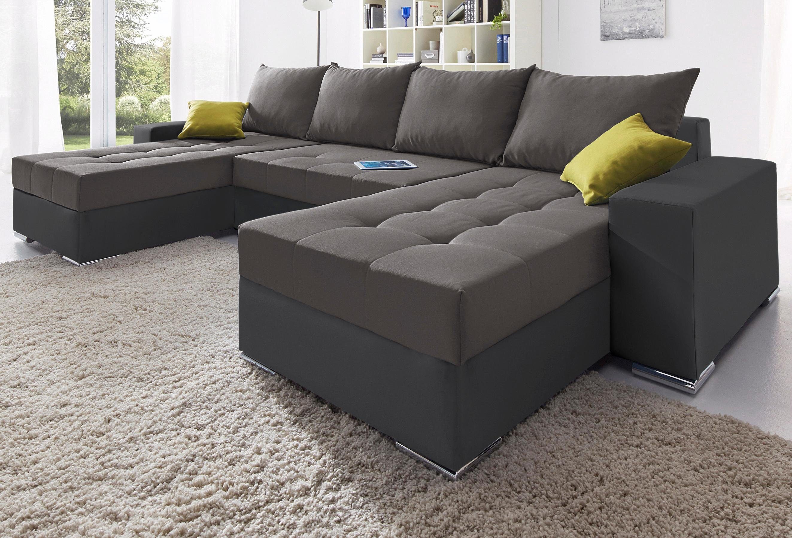 COLLECTION AB Wohnlandschaft "Josy XL U-Form, B: 313 cm in Flachgewebe, Str günstig online kaufen