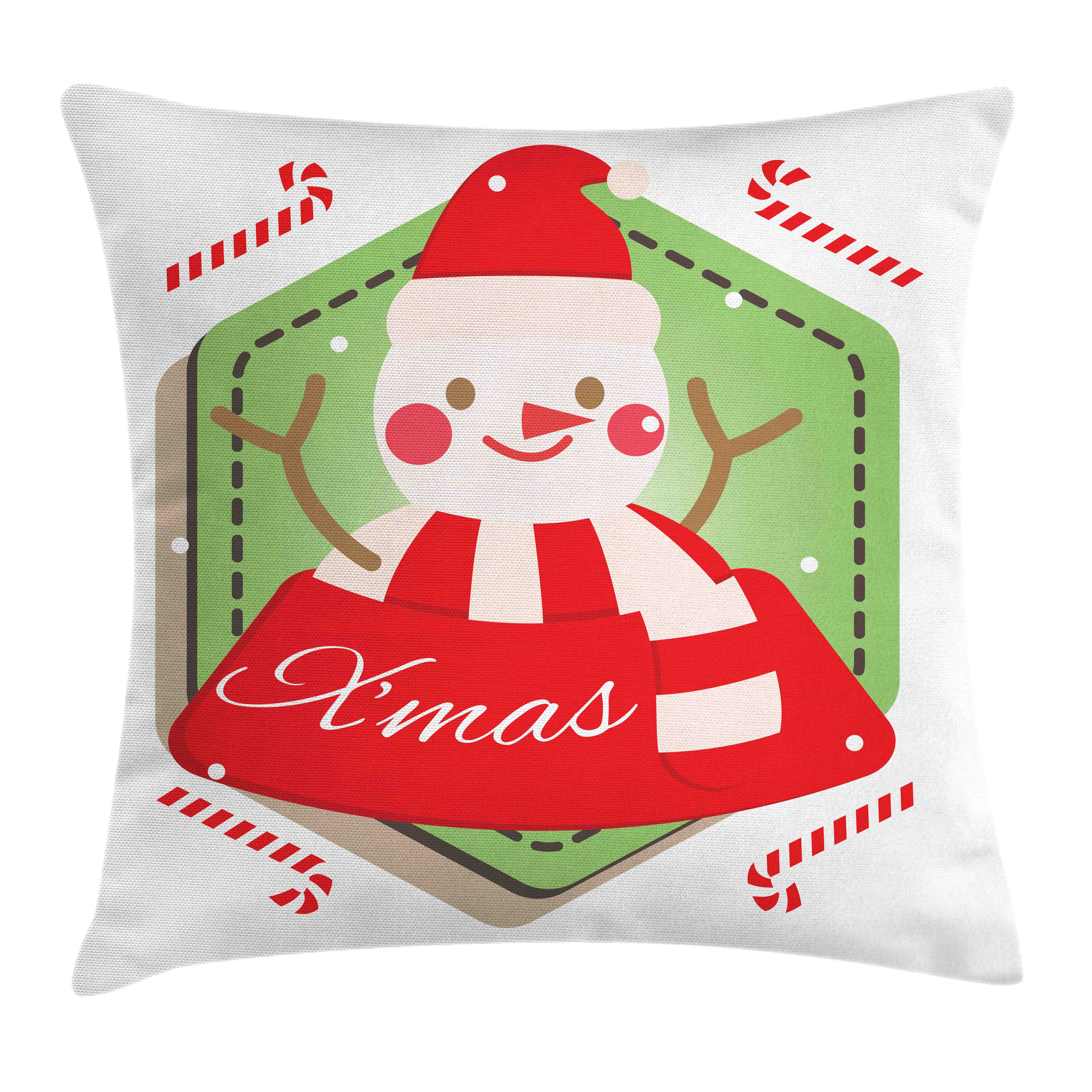 Cane X'mas Farben Weihnachten Kissenhülle Beidseitiger Abakuhaus Farbfesten mit Candy Snowman Waschbar Stück), mit Kissenbezüge (1 Reißverschluss Druck, Klaren
